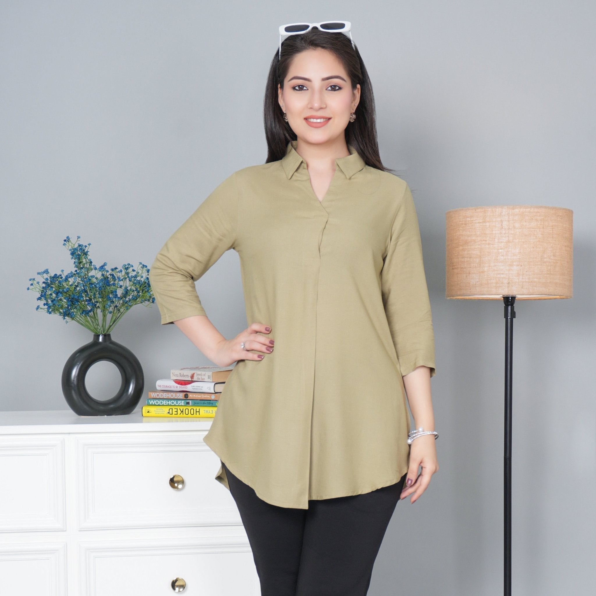 Tea leaf rayon flare top [ 100% Rayon, Liva Certified ] - Rayon flare top