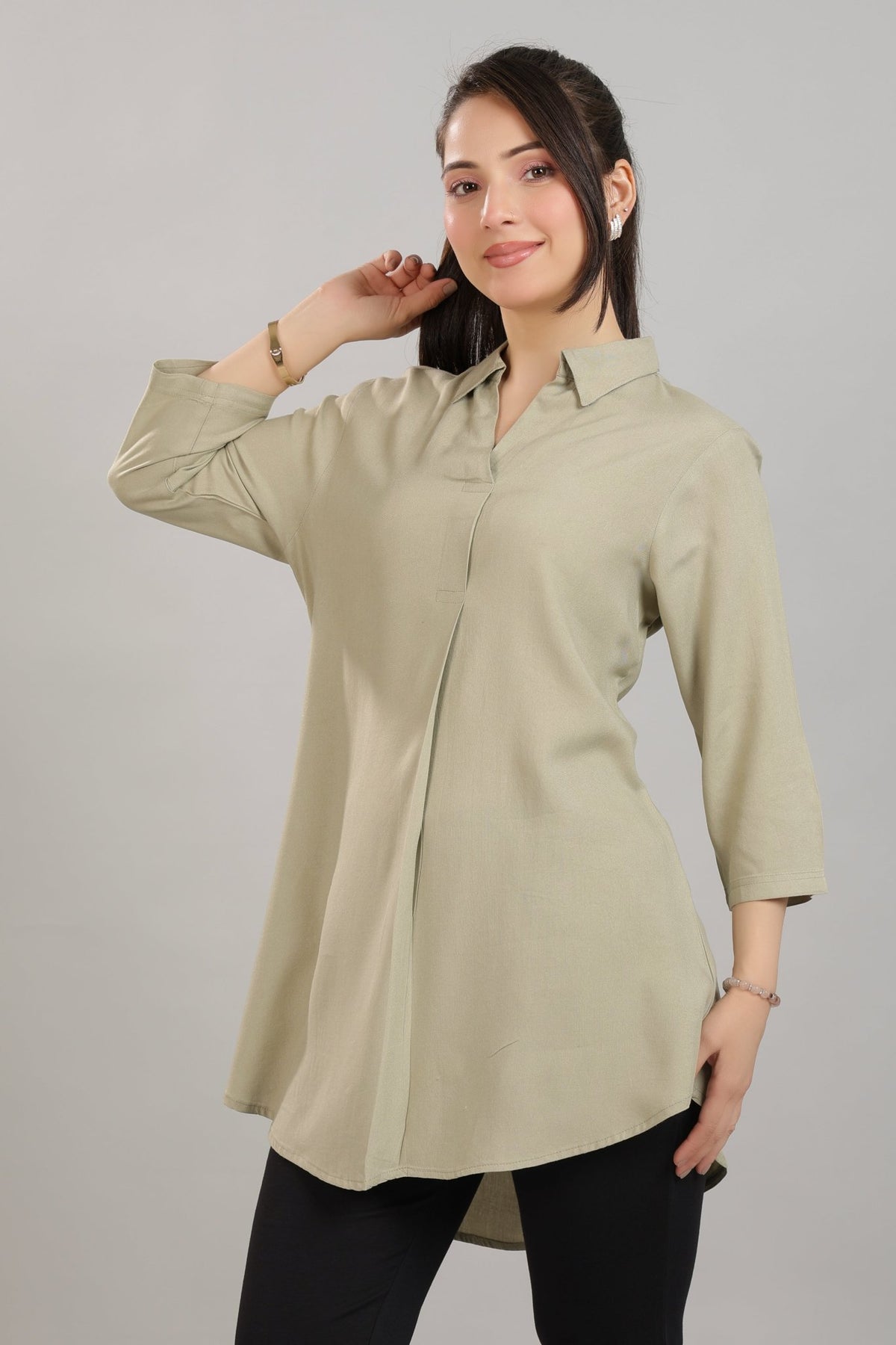 Tea leaf rayon flare top [ 100% Rayon, Liva Certified ] -Rayon flare top