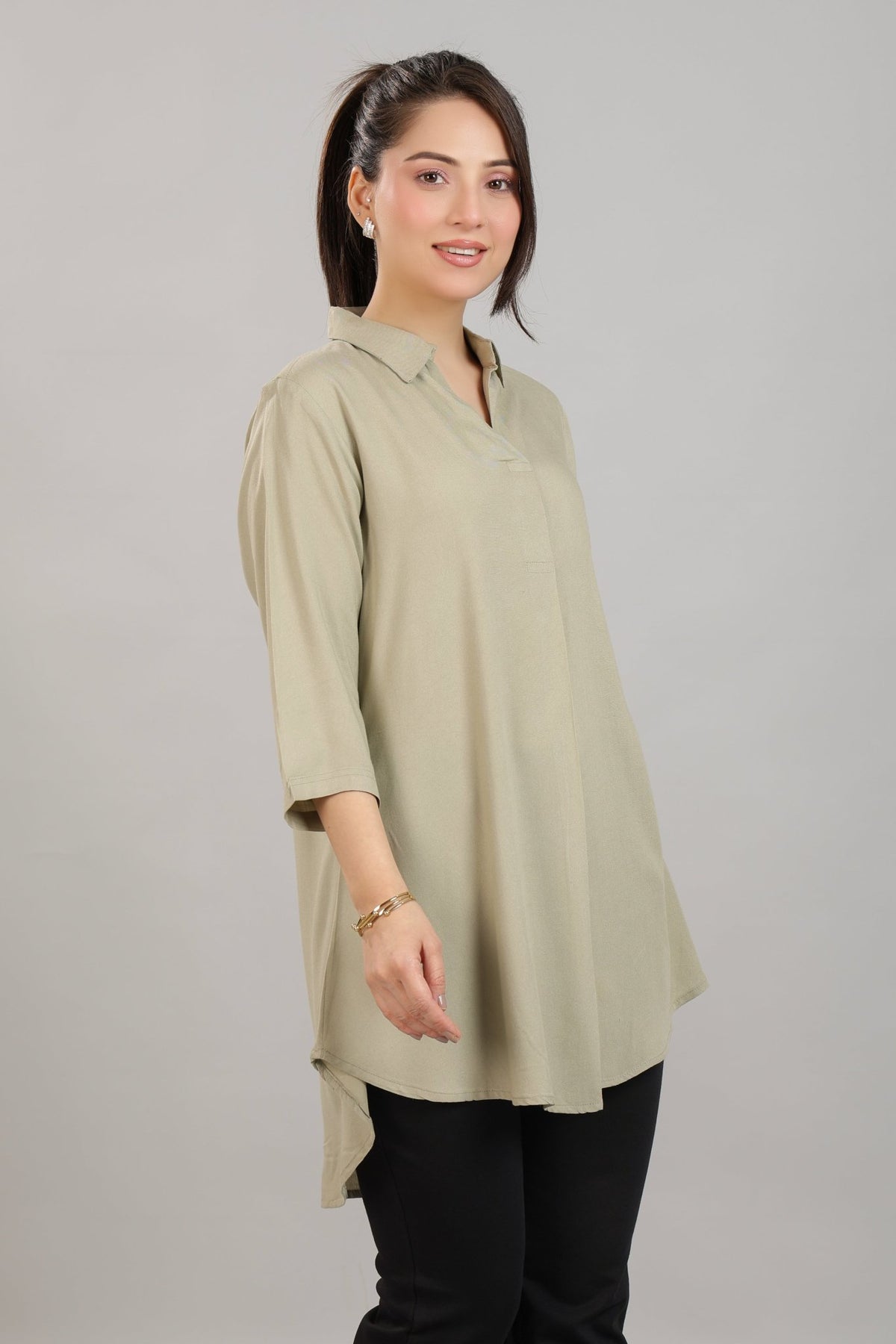 Tea leaf rayon flare top [ 100% Rayon, Liva Certified ] -Rayon flare top
