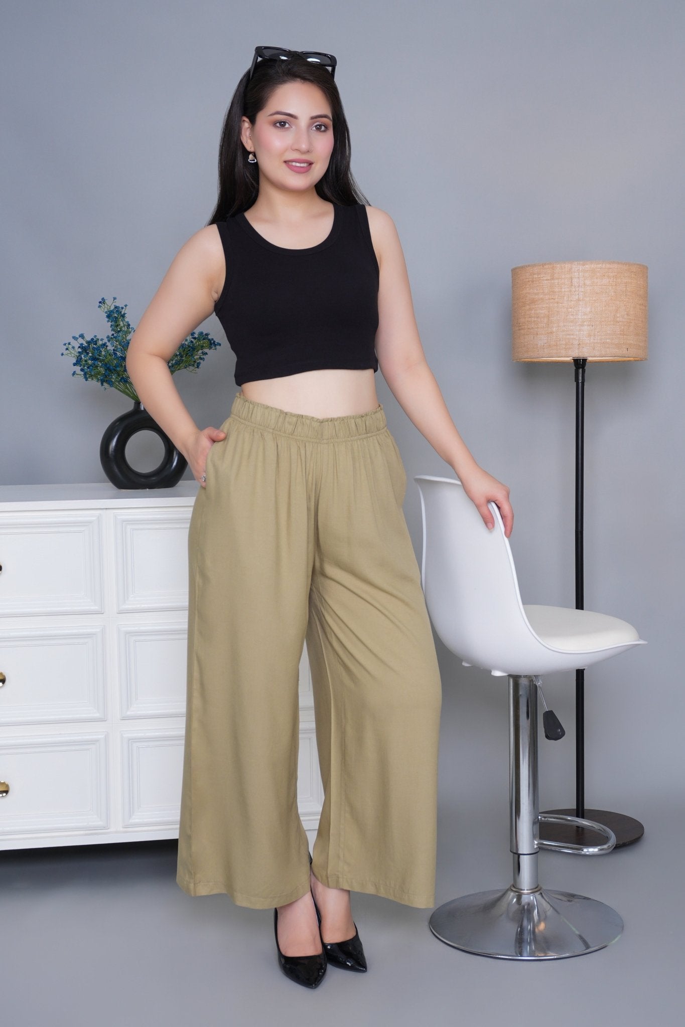 Tea leaf rayon palazzo [ 100% Rayon, Liva Certified ] - Palazzo
