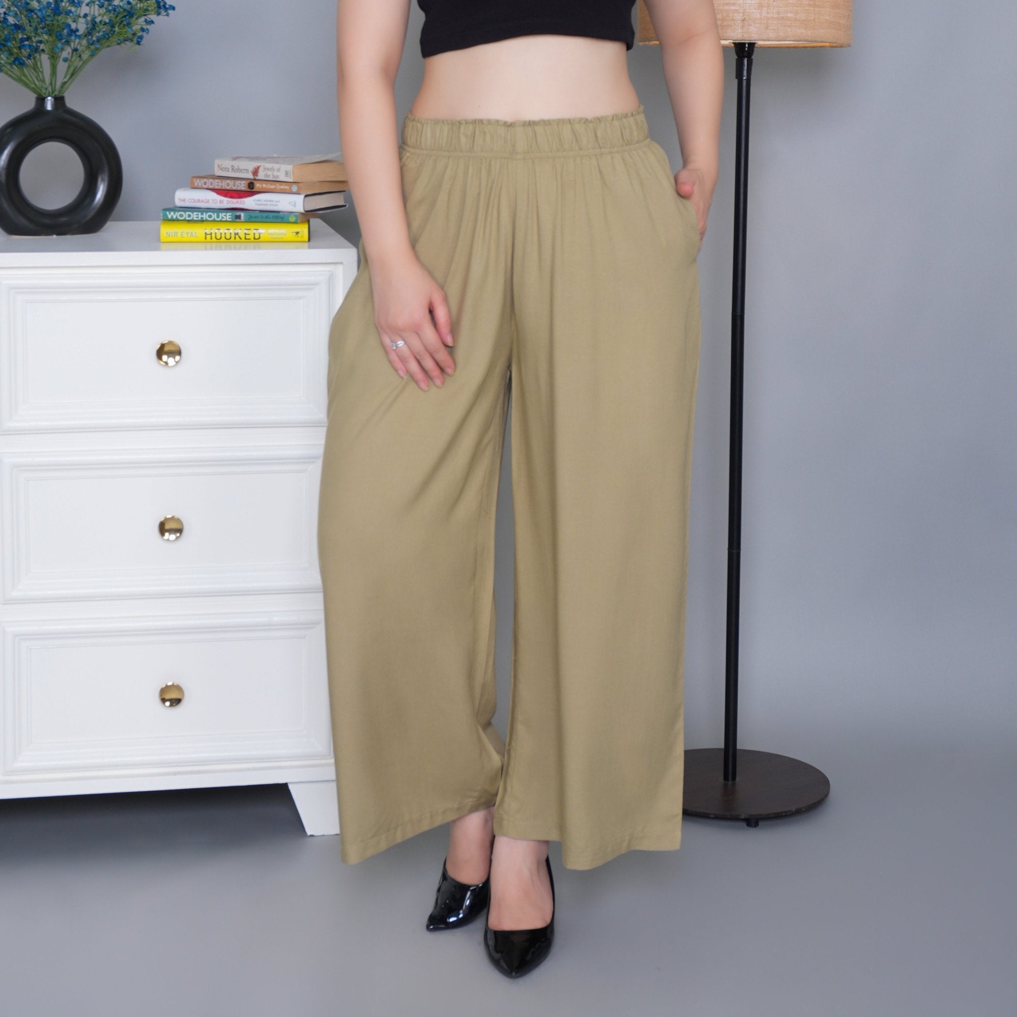 Tea leaf rayon palazzo [ 100% Rayon, Liva Certified ] - Palazzo