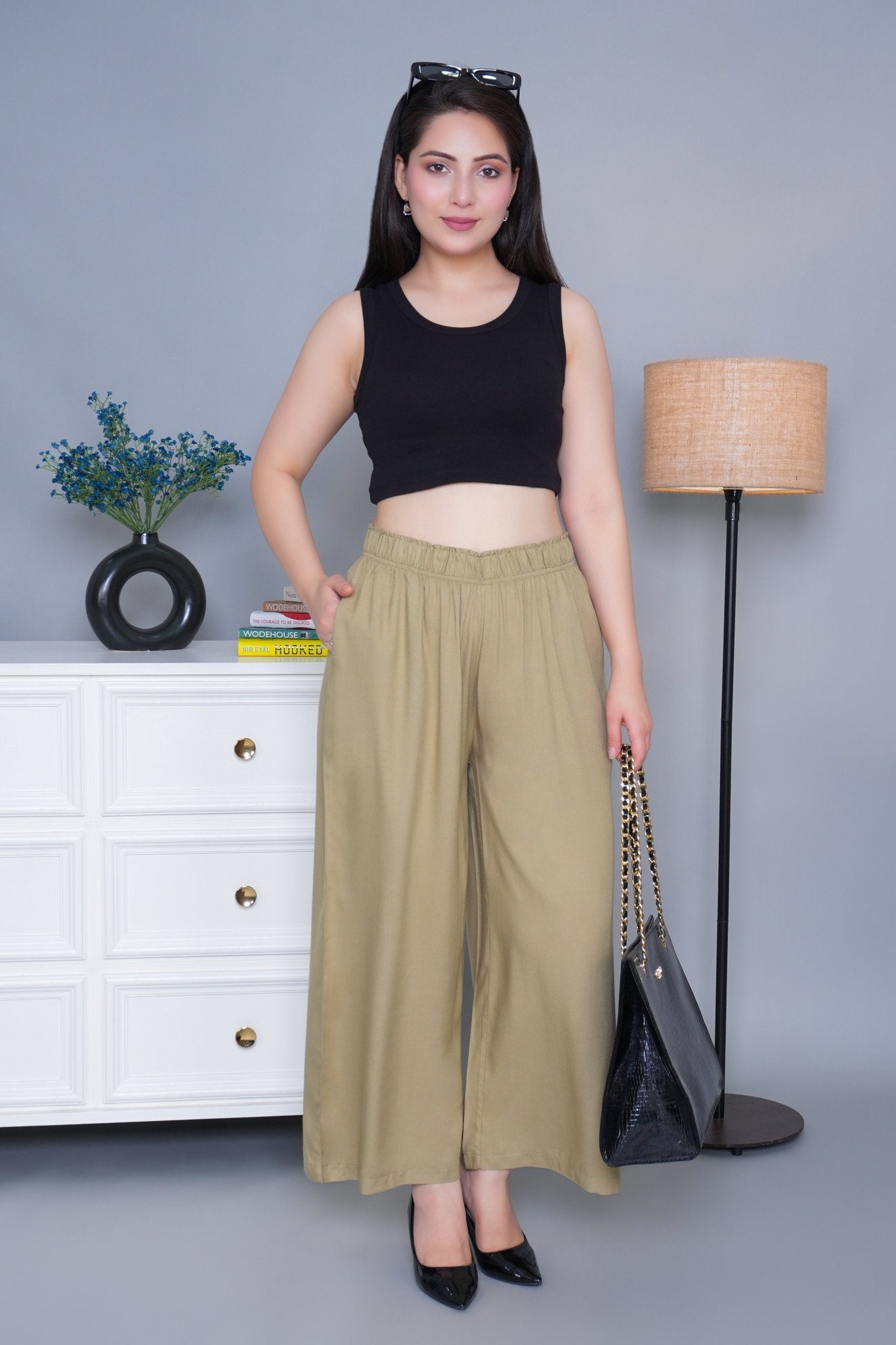 Tea leaf rayon palazzo [ 100% Rayon, Liva Certified ] - Palazzo