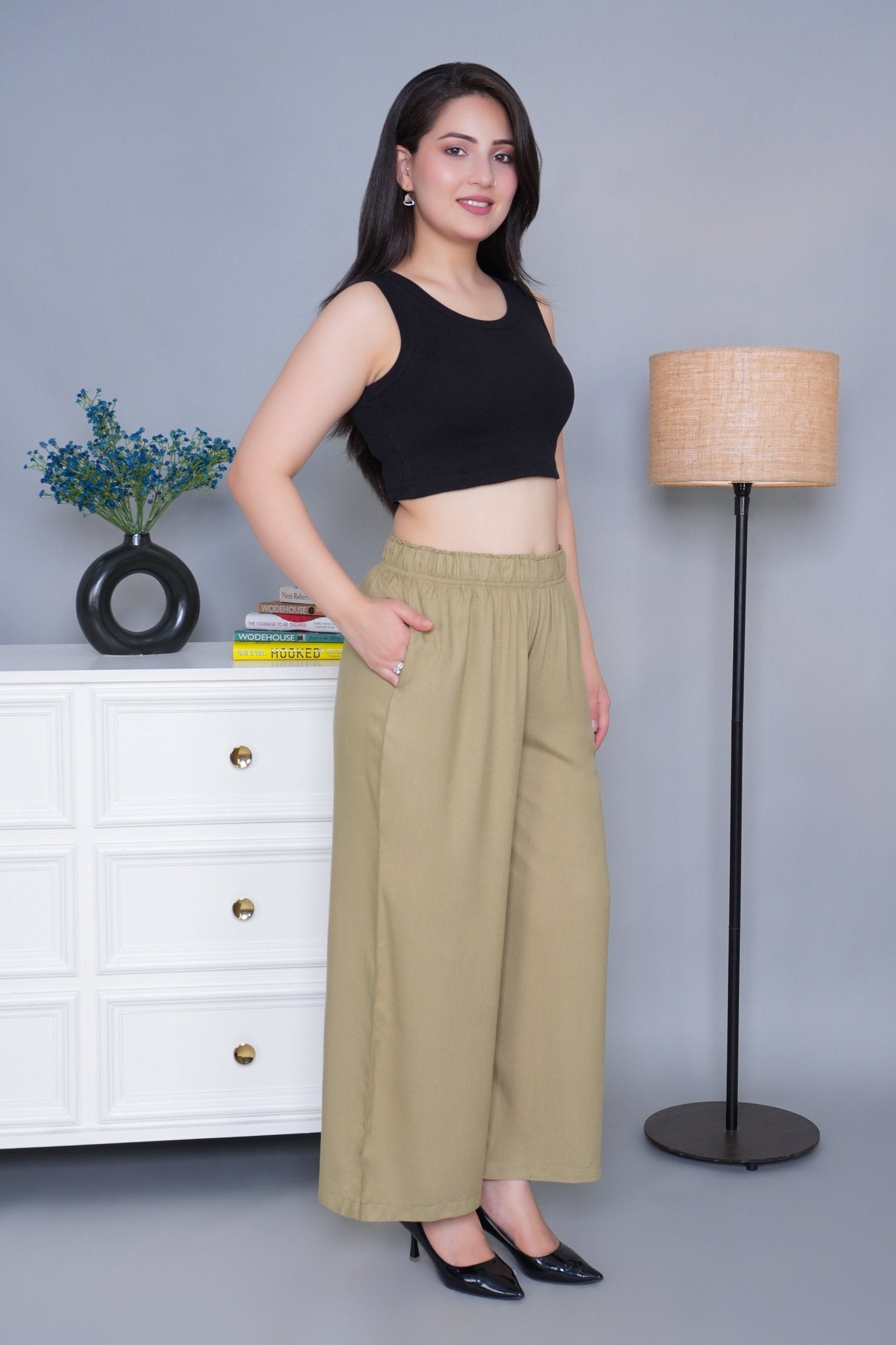 Tea leaf rayon palazzo [ 100% Rayon, Liva Certified ] - Palazzo