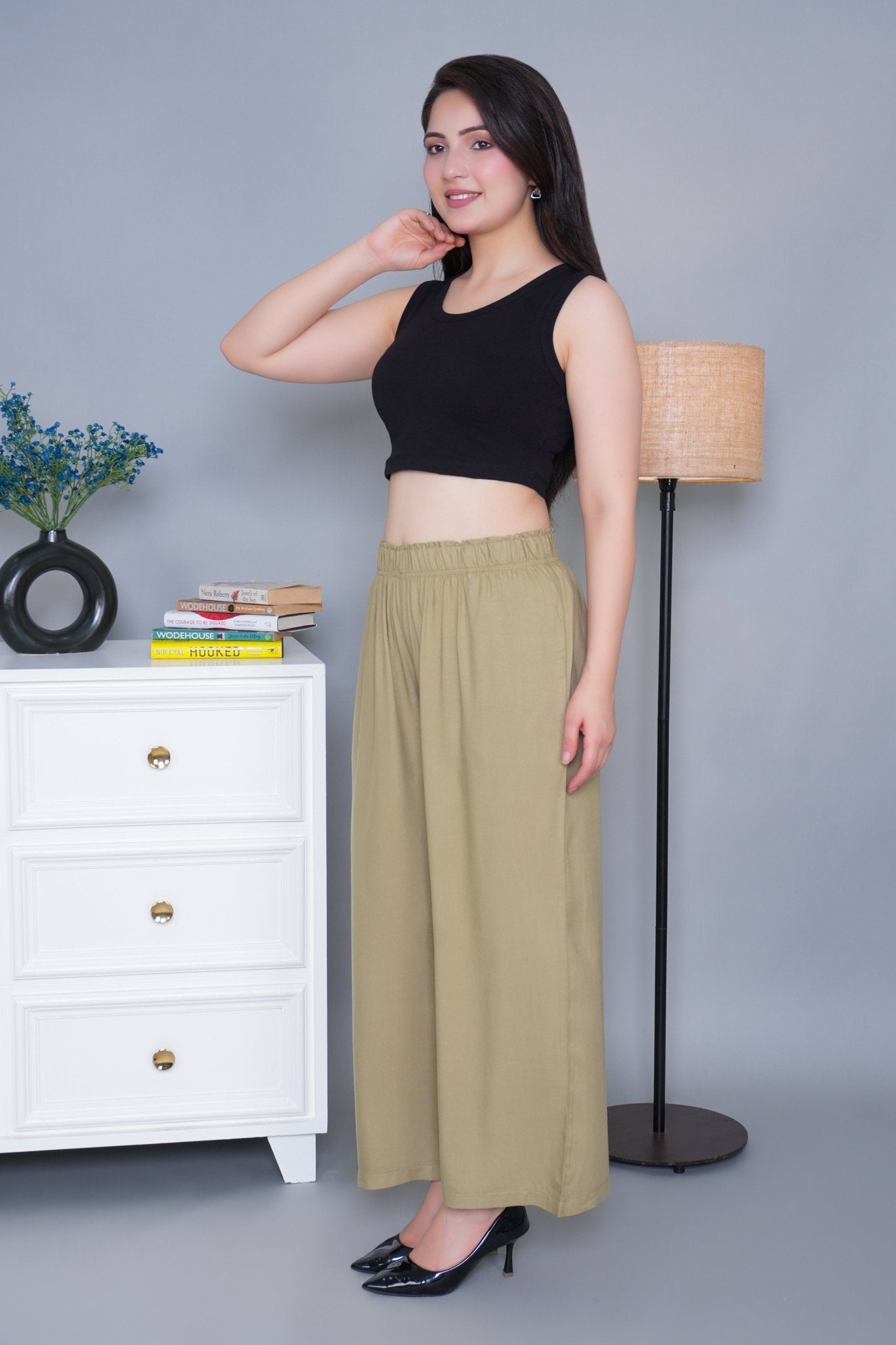 Tea leaf rayon palazzo [ 100% Rayon, Liva Certified ] - Palazzo