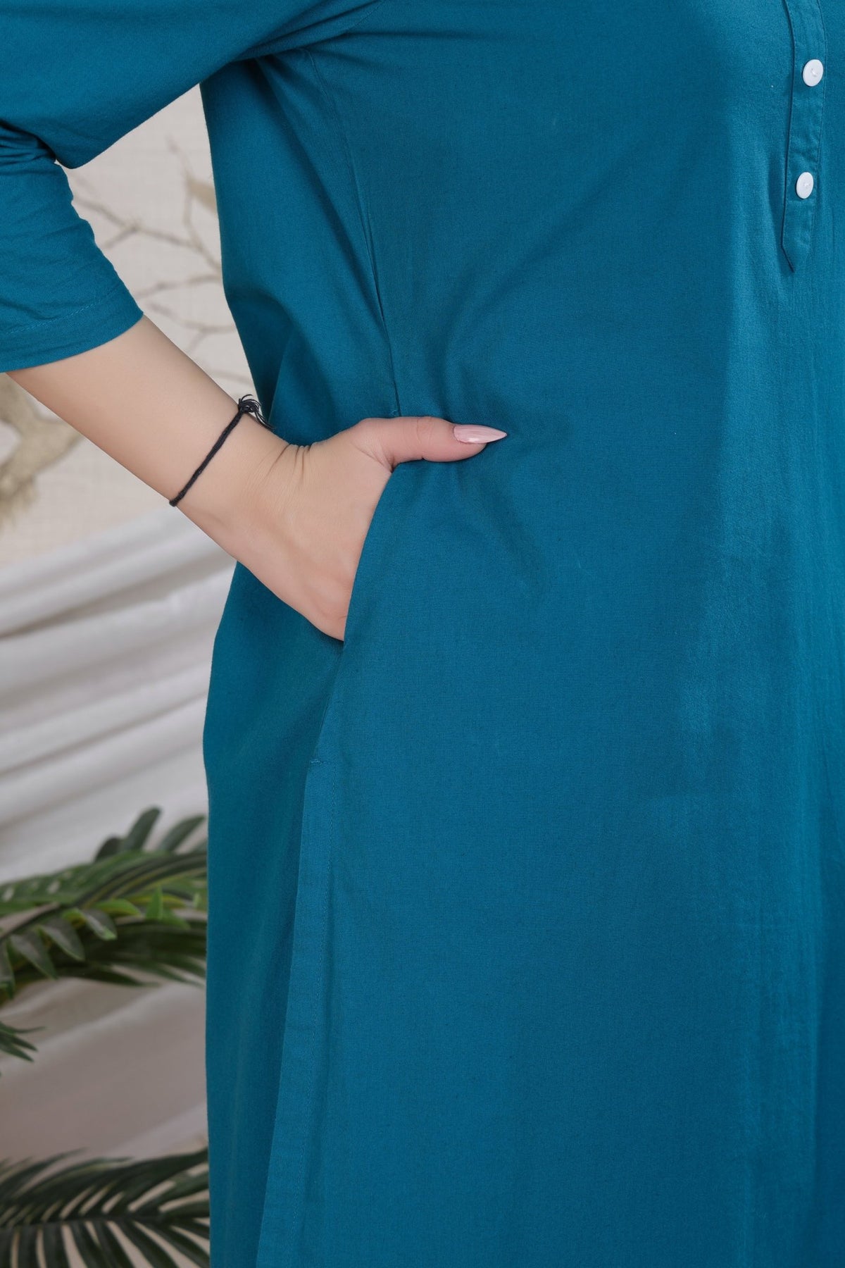 Teal 100% Premium Cotton Long Kurta -Cotton long kurta