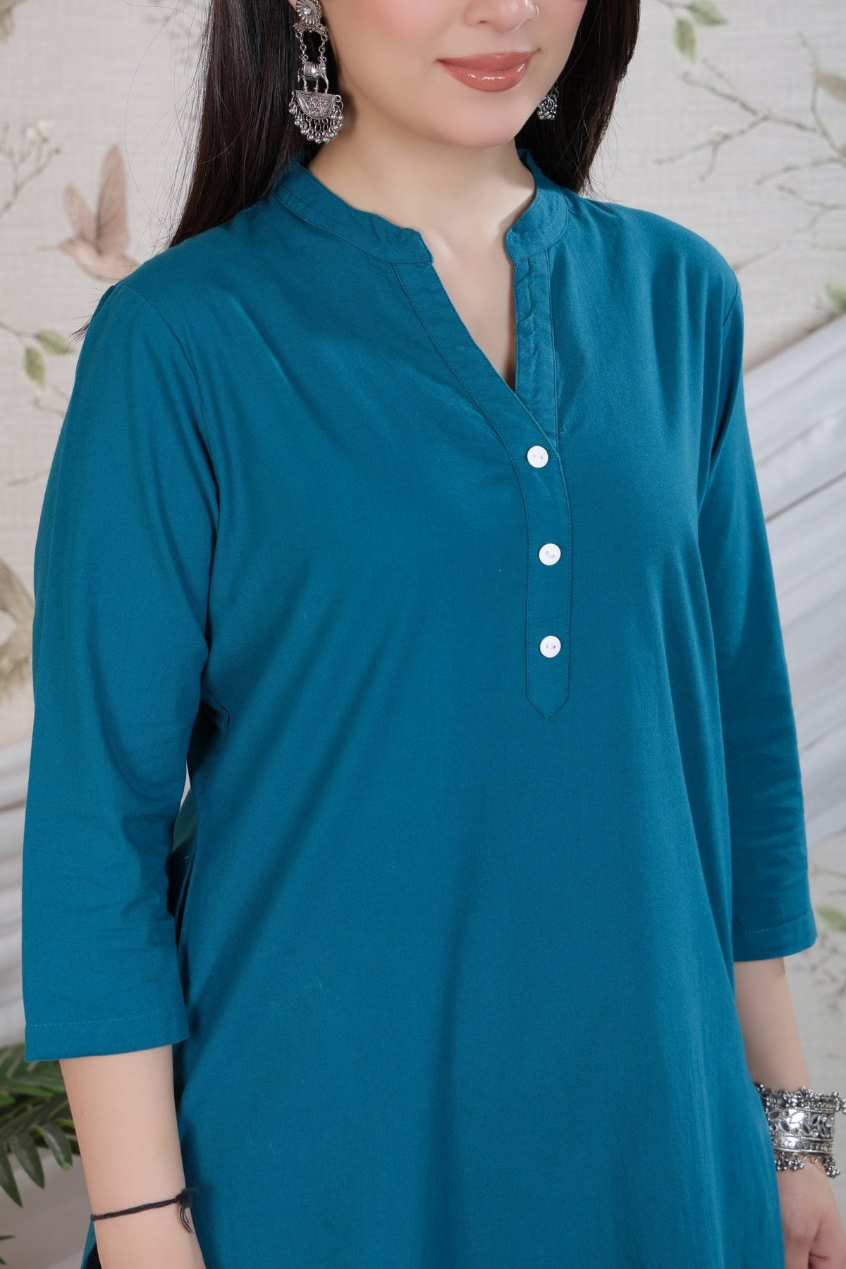 Teal 100% Premium Cotton Long Kurta -Cotton long kurta