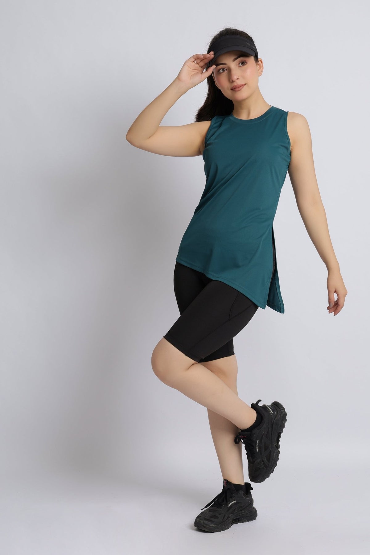 Teal active drape flow vest -Active drape flow vest