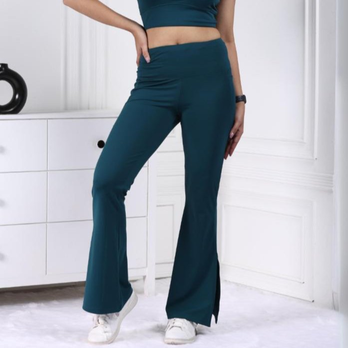 Teal Active Flare with Slit Pants - Active flare with slit pants