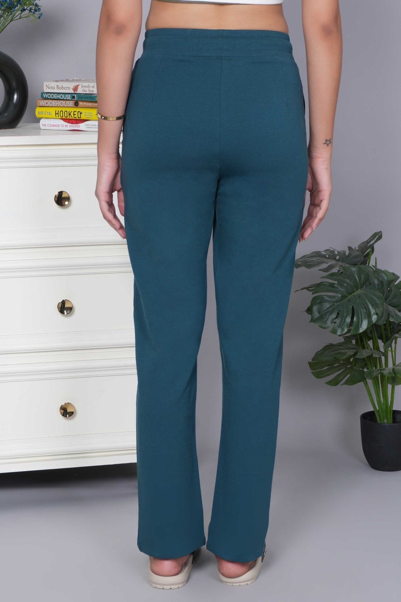 Teal all day home pants with extra comfort. [100% USA HQ Cotton Lycra] - All day home pant