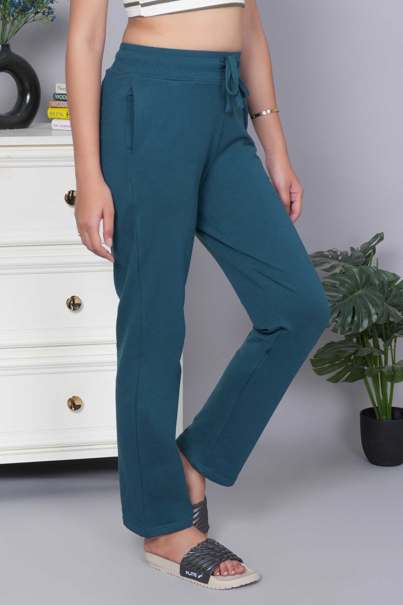 Teal all day home pants with extra comfort. [100% USA HQ Cotton Lycra] - All day home pant