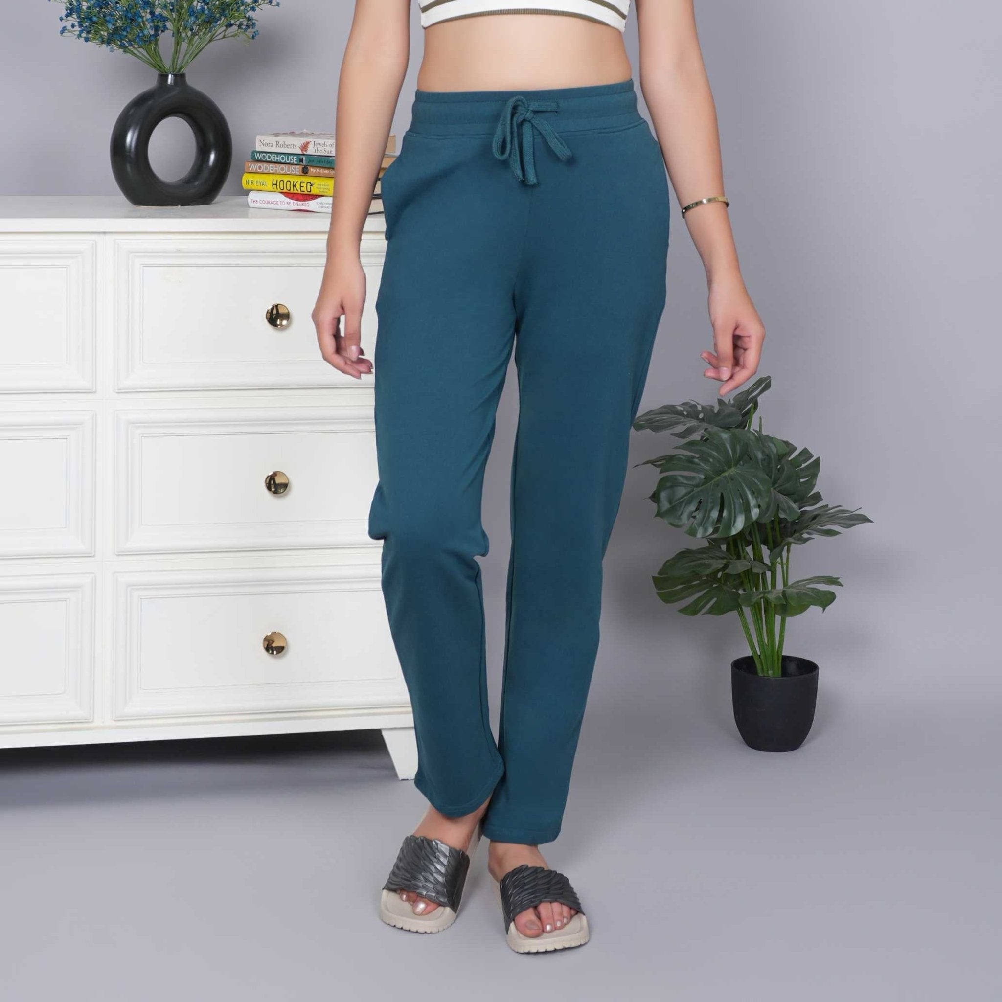 Teal all day home pants with extra comfort. [100% USA HQ Cotton Lycra] - All day home pant