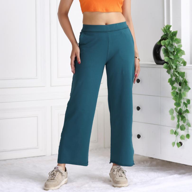 Teal all day wide flare pants with extra comfort. [100% USA HQ Cotton Lycra] extra flare. - All day wide flare pant