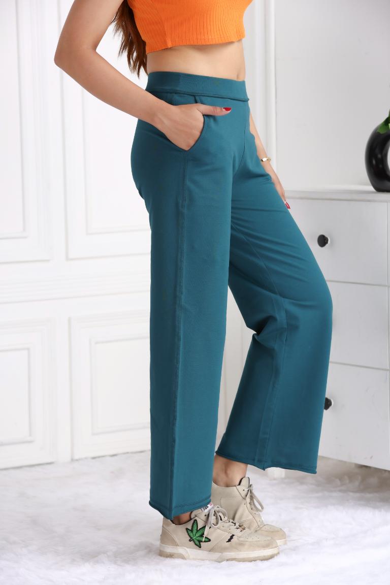 Teal all day wide flare pants with extra comfort. [100% USA HQ Cotton Lycra] extra flare. - All day wide flare pant