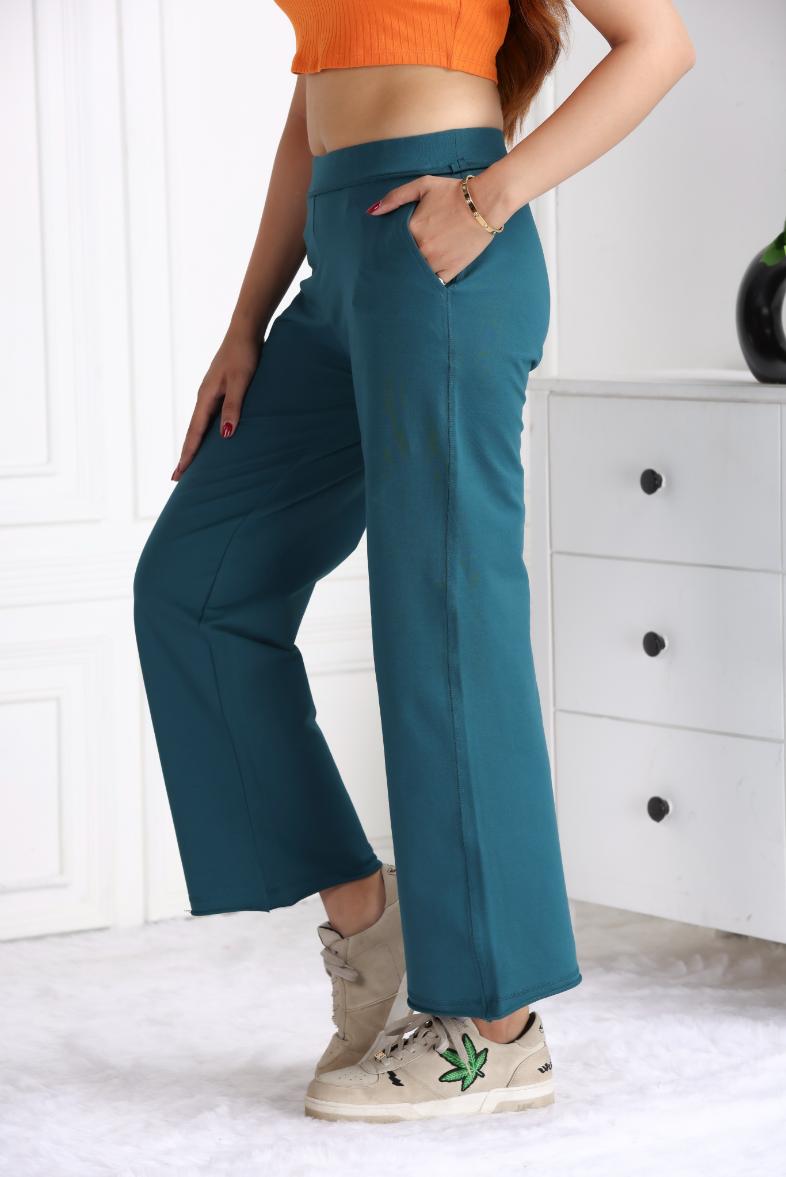 Teal all day wide flare pants with extra comfort. [100% USA HQ Cotton Lycra] extra flare. - All day wide flare pant