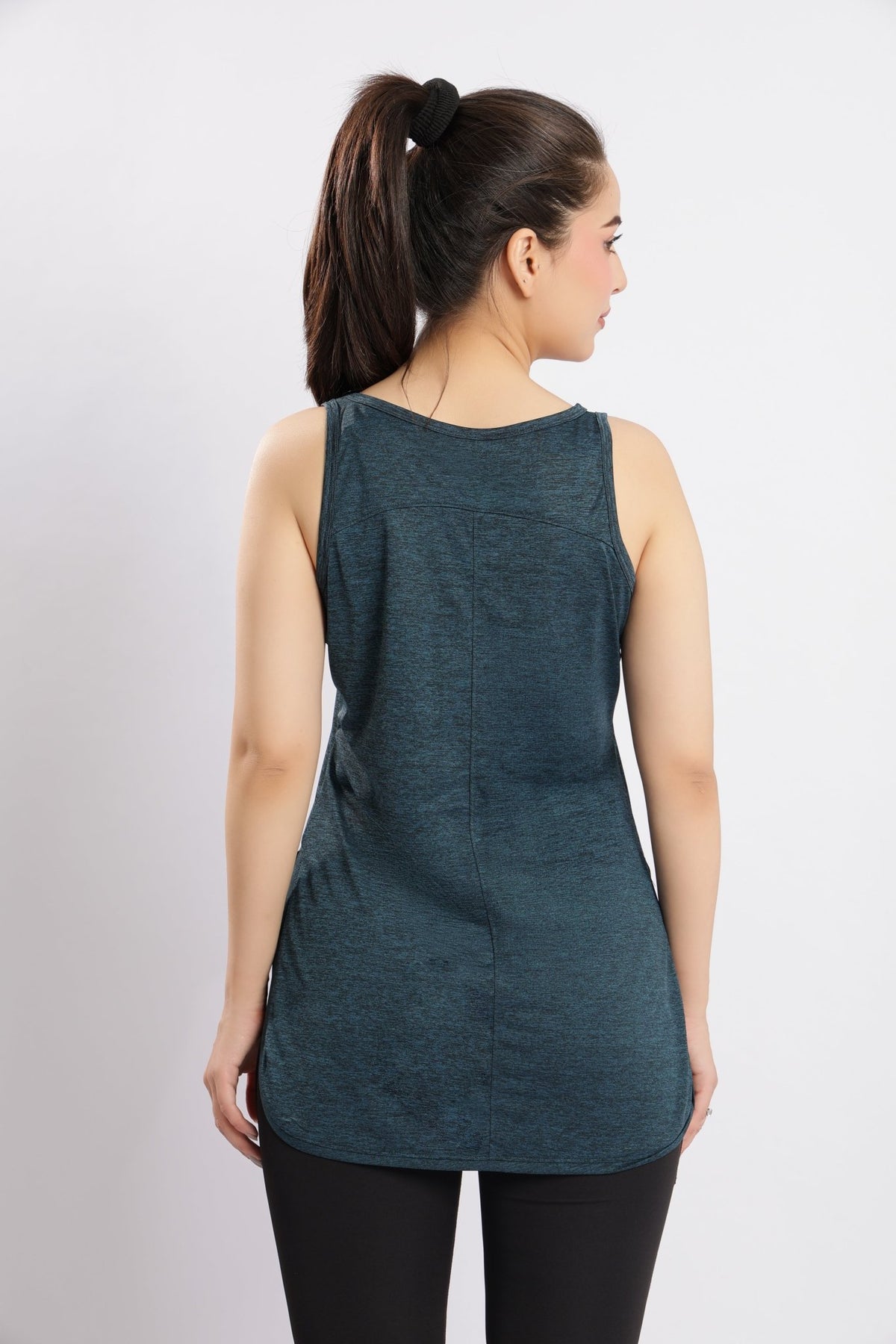 Teal melange active longline vest -Active longline vest