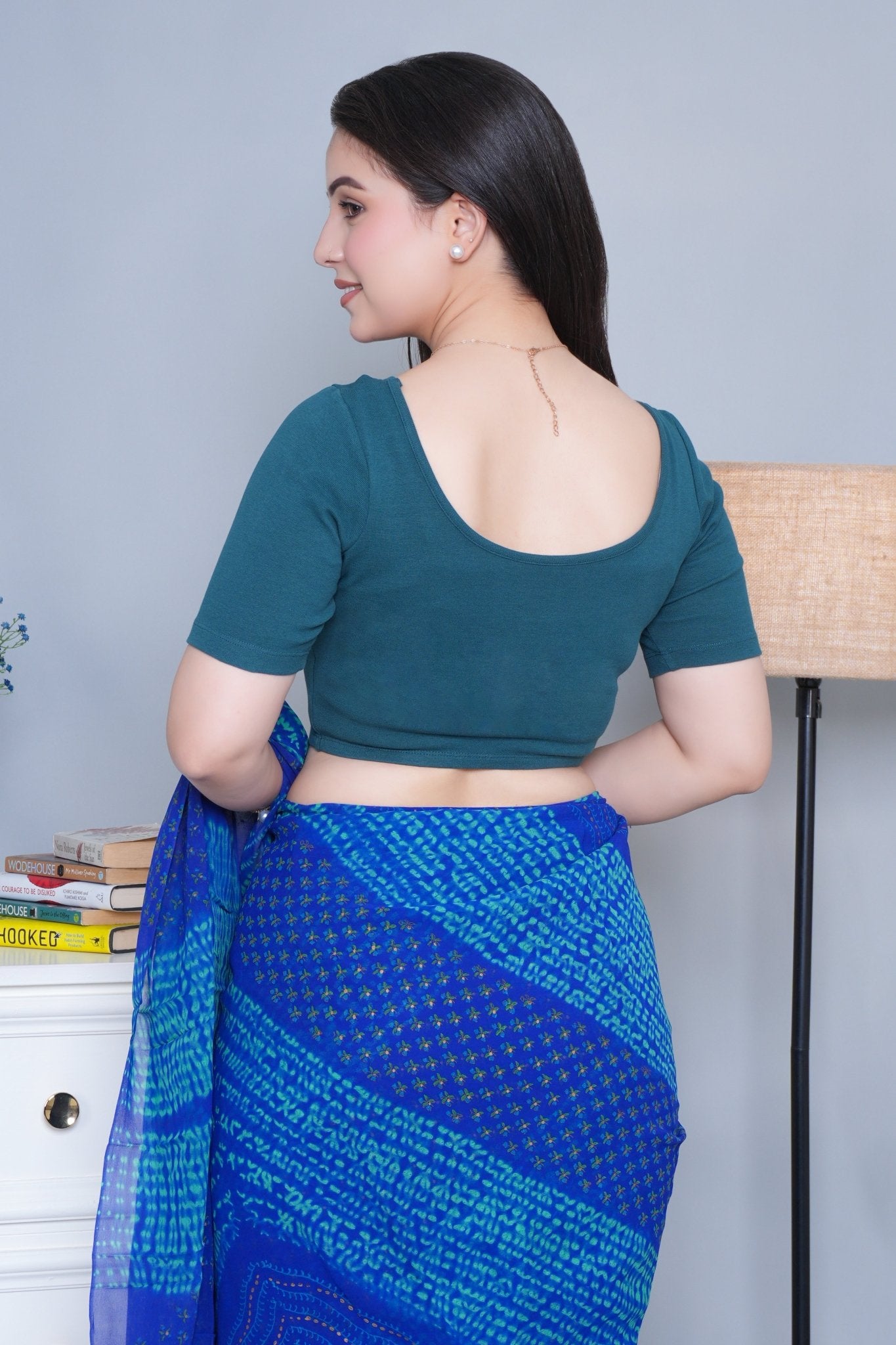 Teal Rib Blouse [ 100% USA HQ Cotton, 280 GSM non transparent fabric ] - Rib blouse
