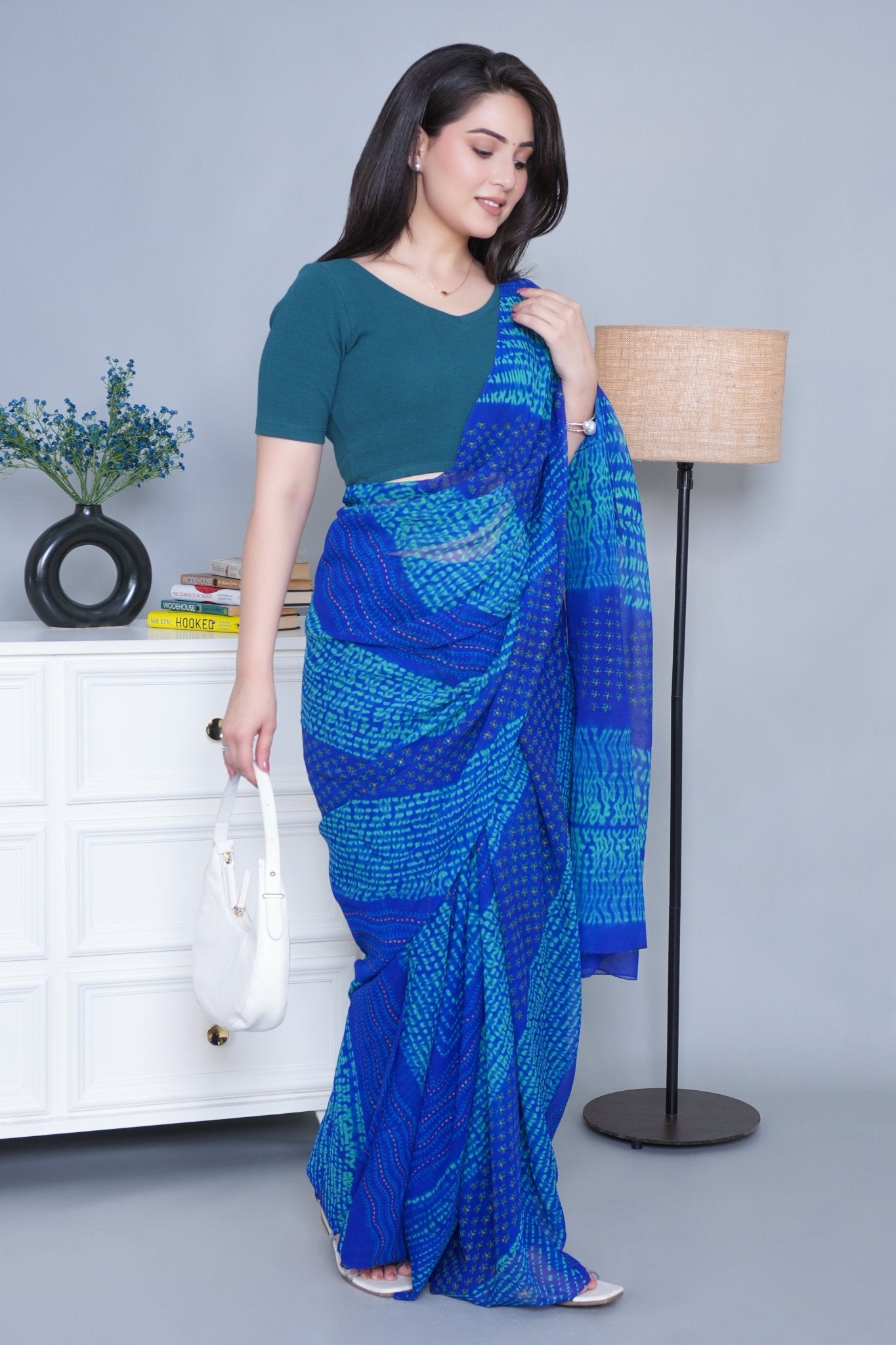 Teal Rib Blouse [ 100% USA HQ Cotton, 280 GSM non transparent fabric ] - Rib blouse