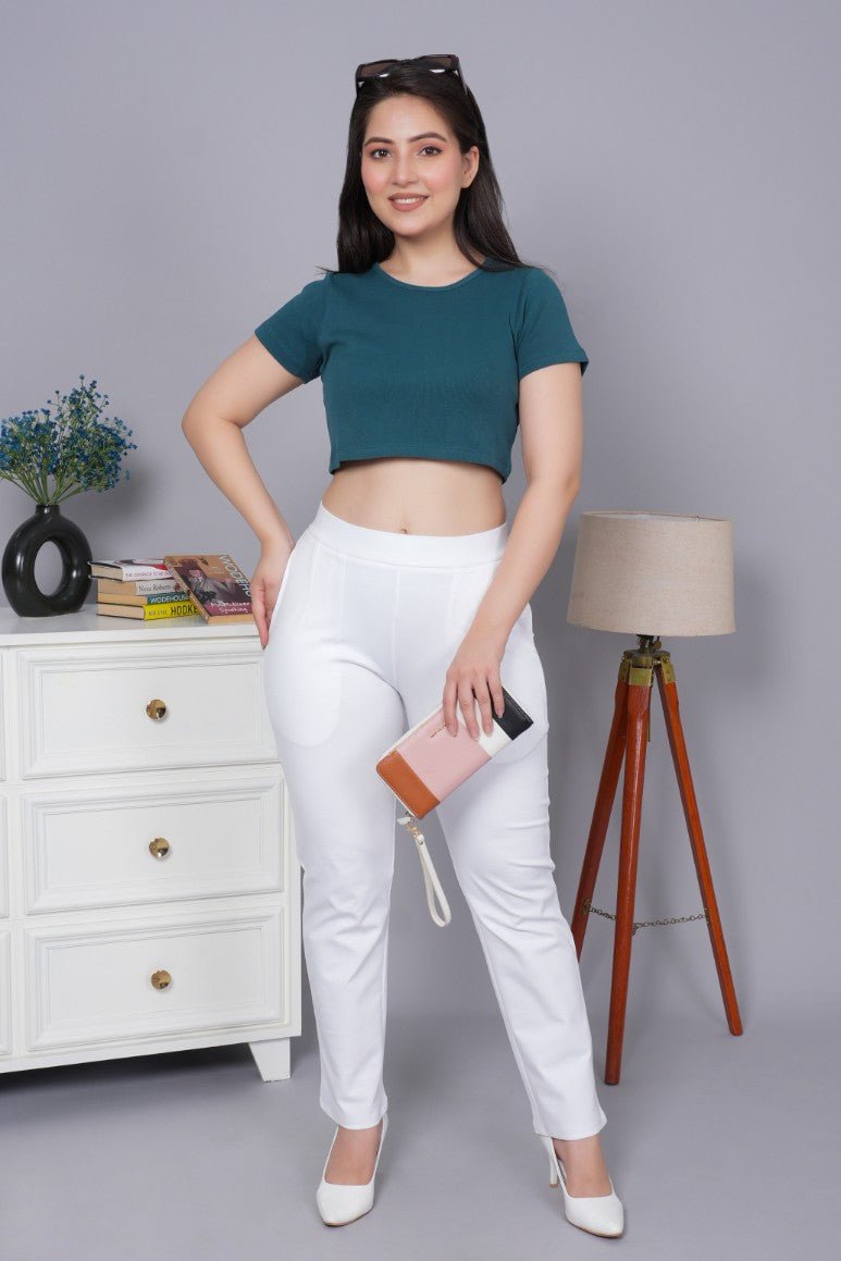 Teal Rib Crop T Shirt [ 100% USA HQ Cotton, 280 GSM non transparent fabric ] - Rib crop t shirt