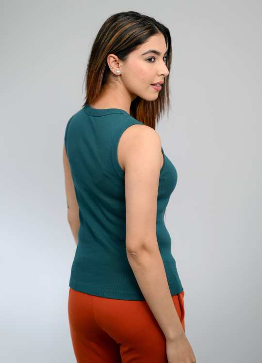 Teal Rib Top [ 280 GSM non transparent fabric ] -Rib tops