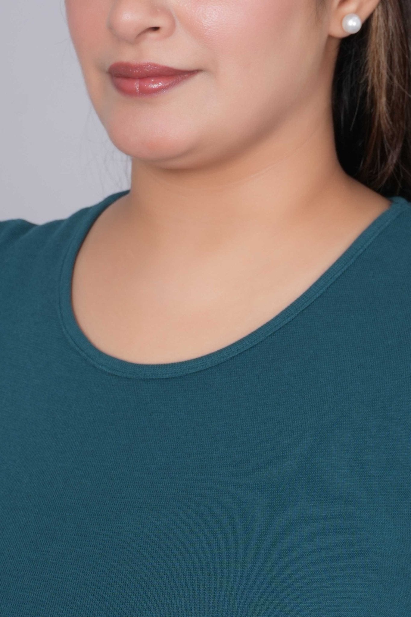 Teal Stretchable Rib T Shirt [ 100% USA HQ Cotton, 280 GSM non transparent fabric ] - Rib t shirt