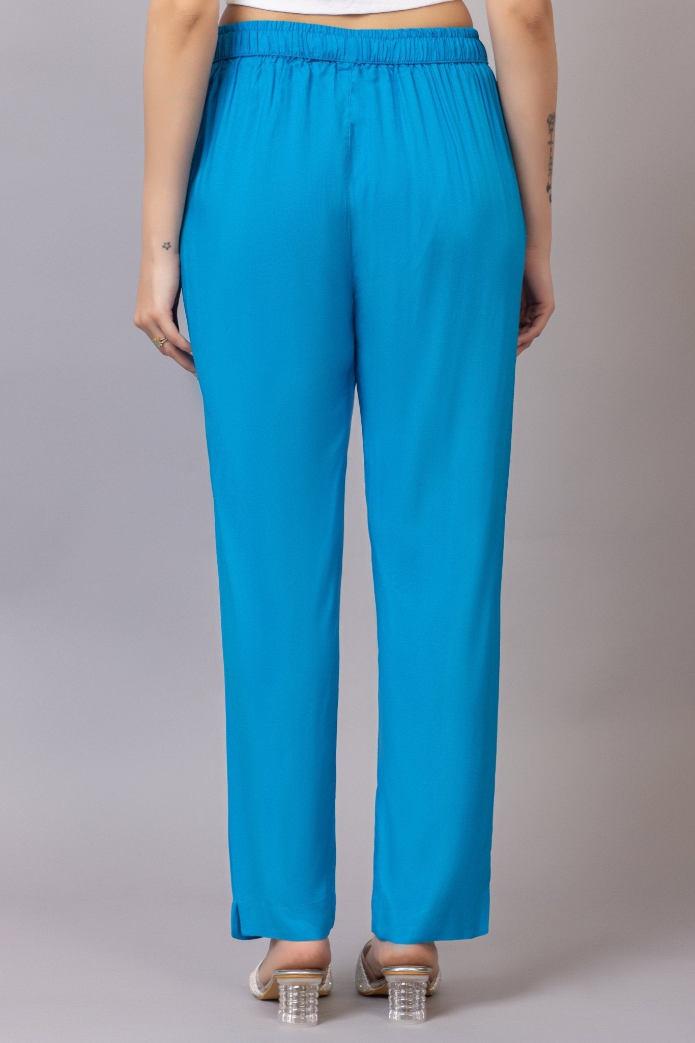 Terquoise blue rayon pant [ 100% Rayon, Liva Certified ] - Rayon pants