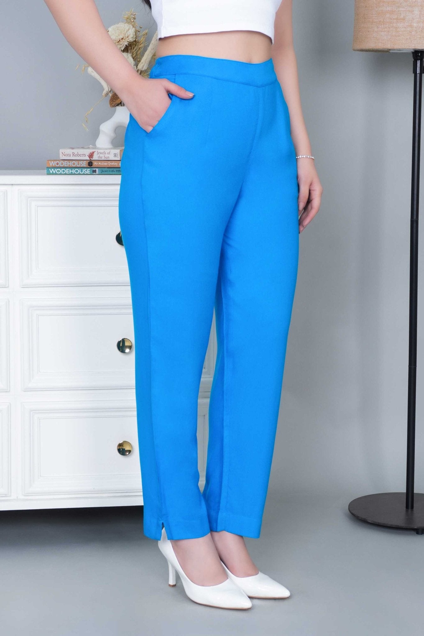 Terquoise blue rayon pant [ 100% Rayon, Liva Certified ] - Rayon pants