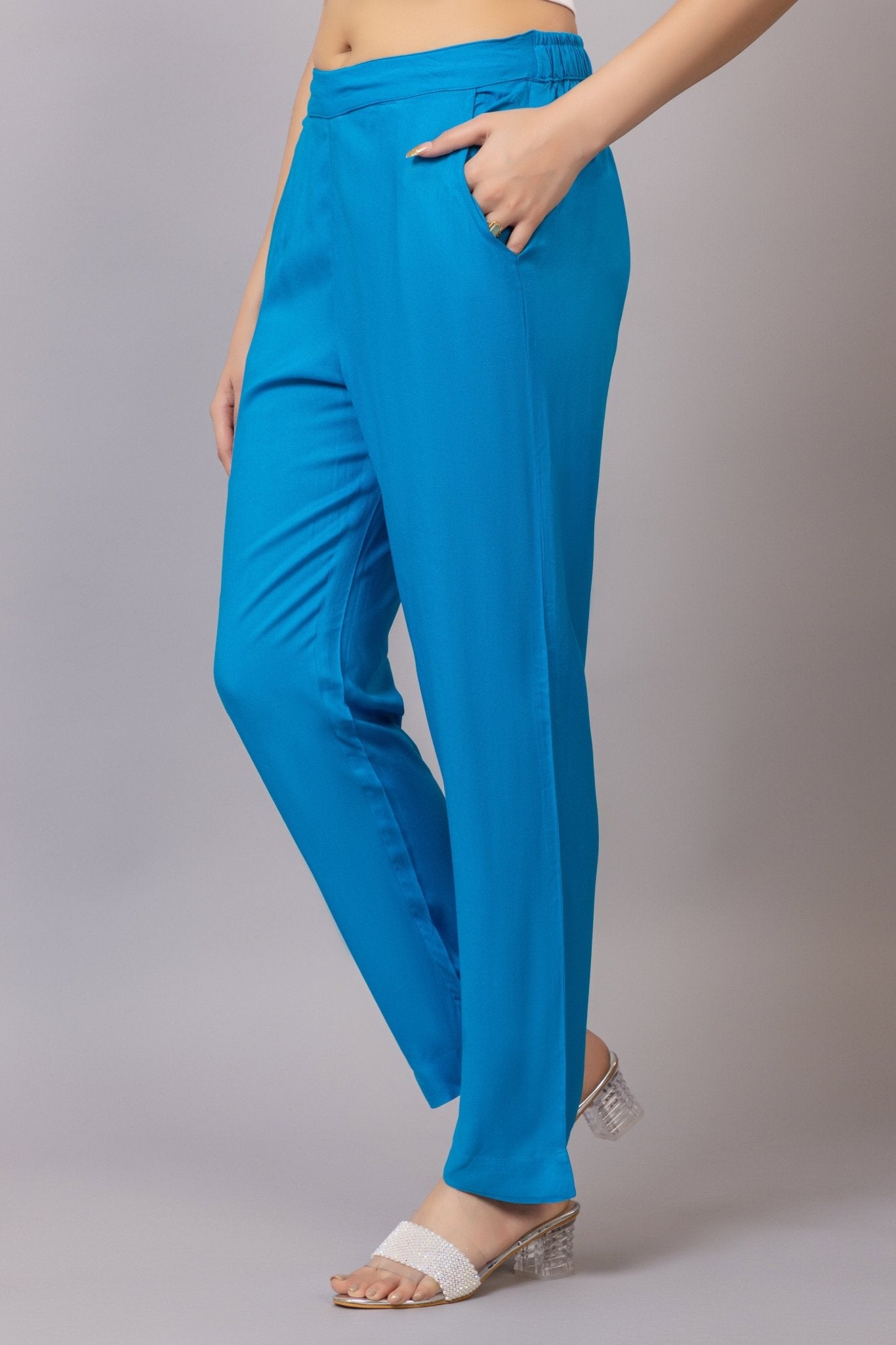 Terquoise blue rayon pant [ 100% Rayon, Liva Certified ] - Rayon pants