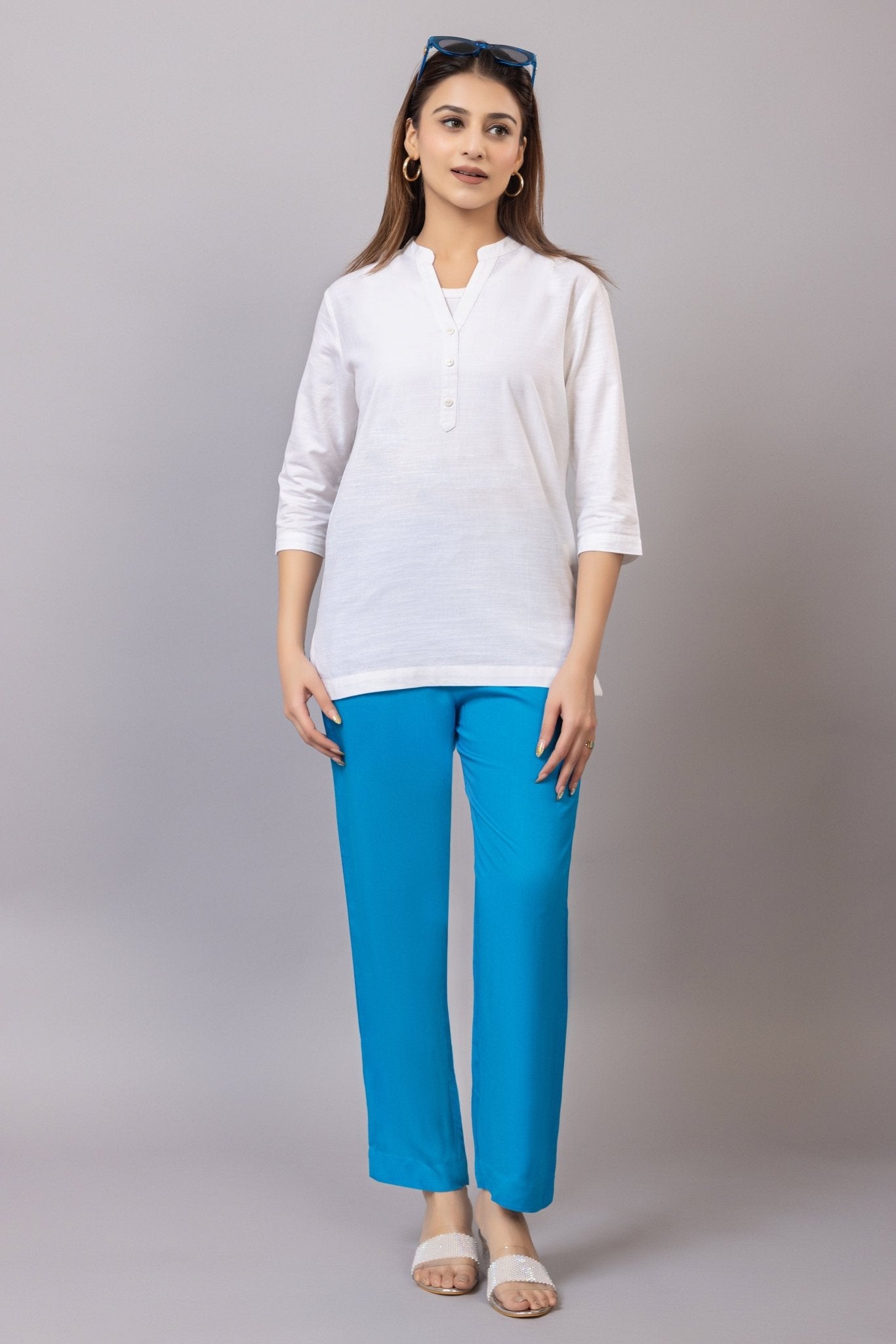 Terquoise blue rayon pant [ 100% Rayon, Liva Certified ] - Rayon pants