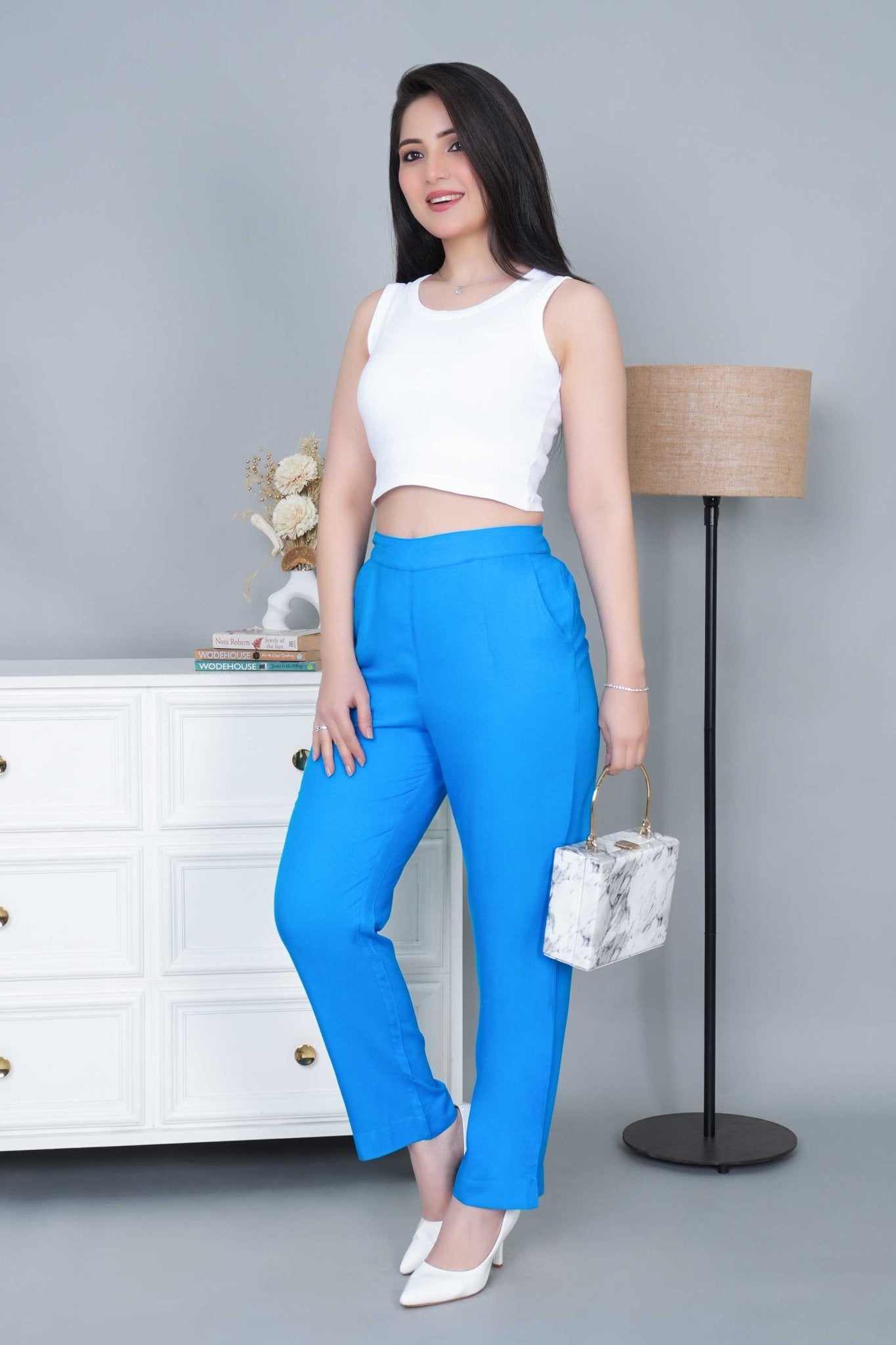 Terquoise blue rayon pant [ 100% Rayon, Liva Certified ] - Rayon pants