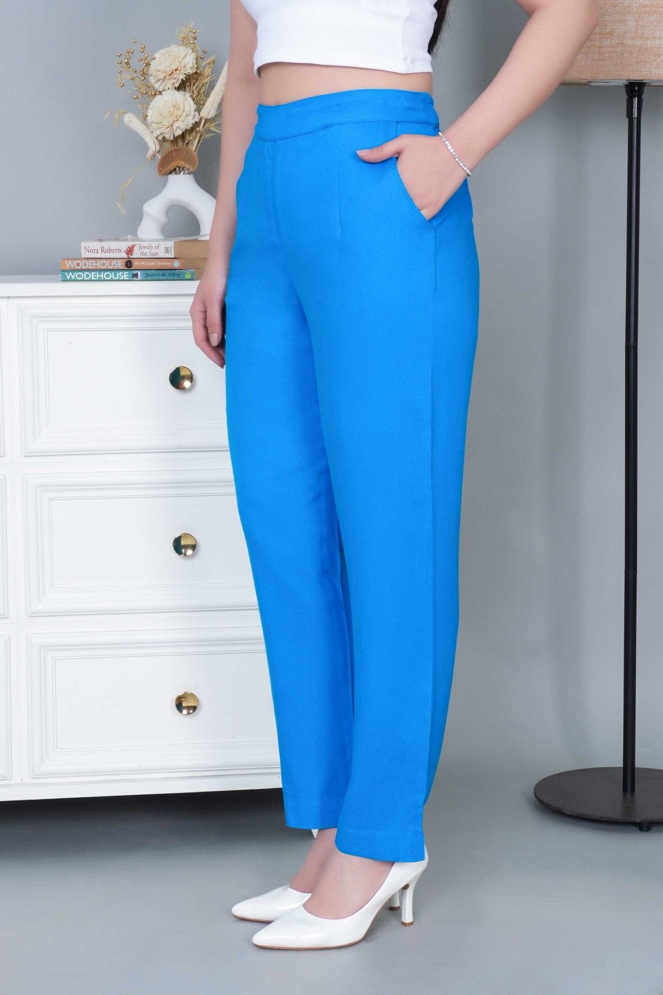 Terquoise blue rayon pant [ 100% Rayon, Liva Certified ] - Rayon pants