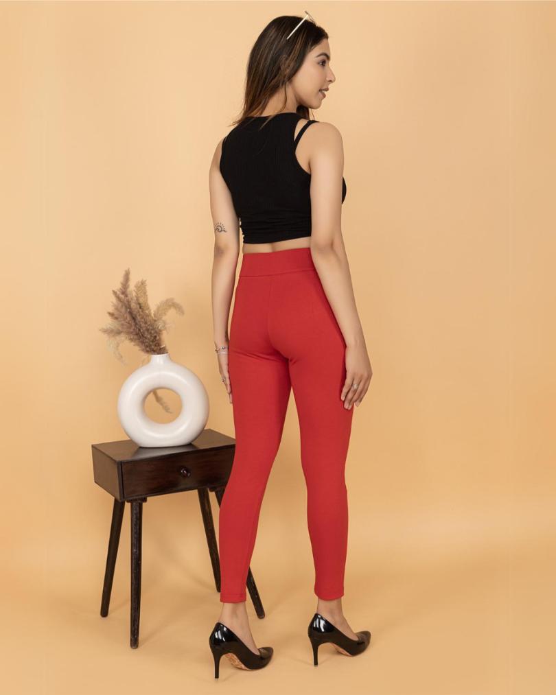 Dark red fashion jeggings