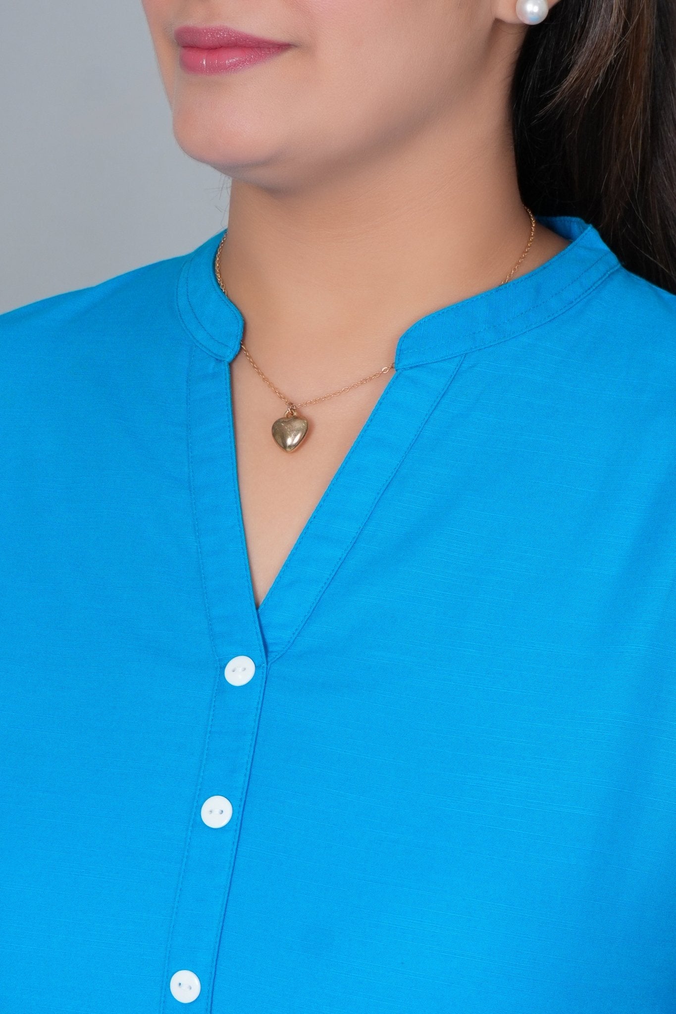 Turquoise blue 100% Premium Cotton Long Kurta - Long kurta