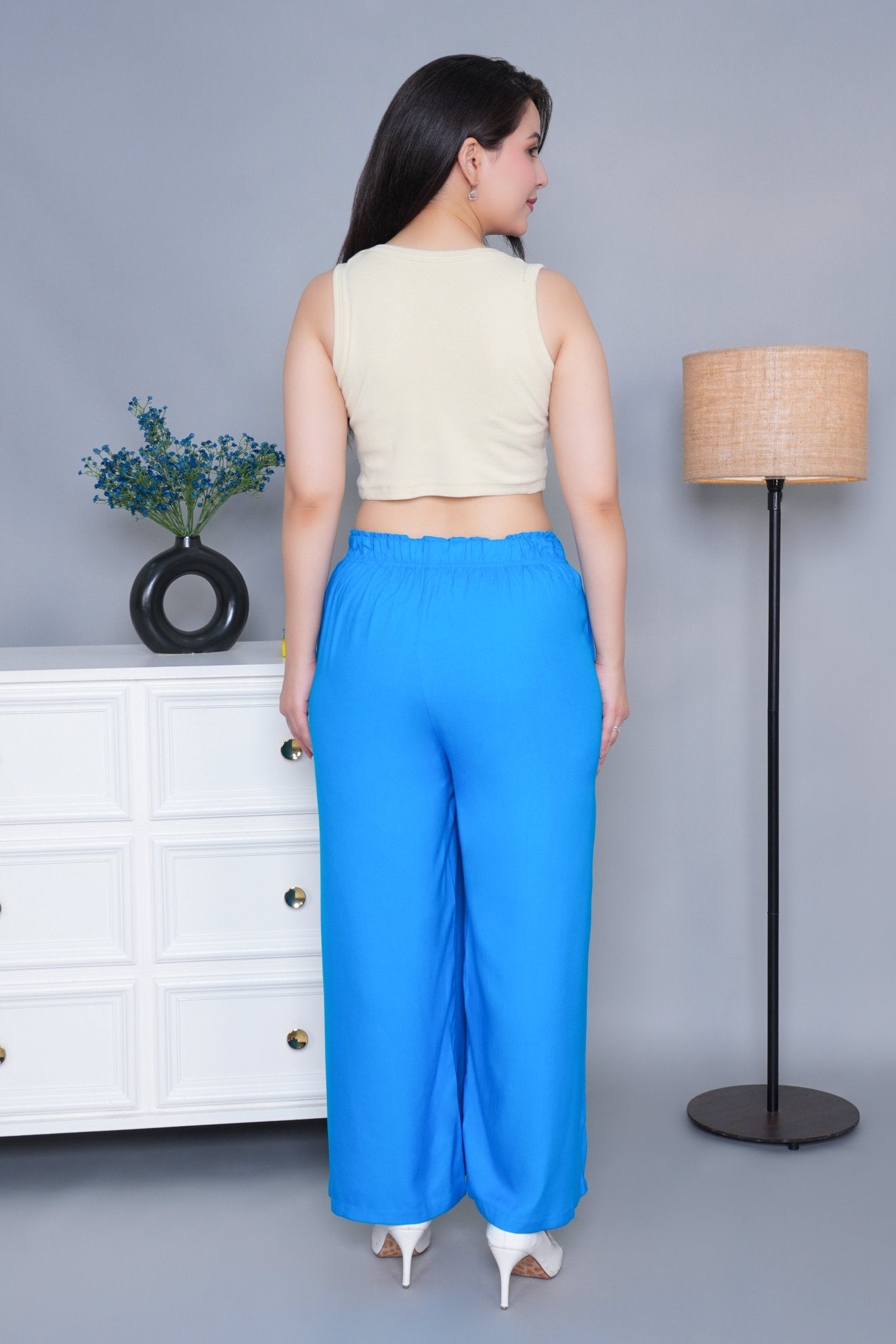 Turquoise blue rayon palazzo [ 100% Rayon, Liva Certified ] - Palazzo