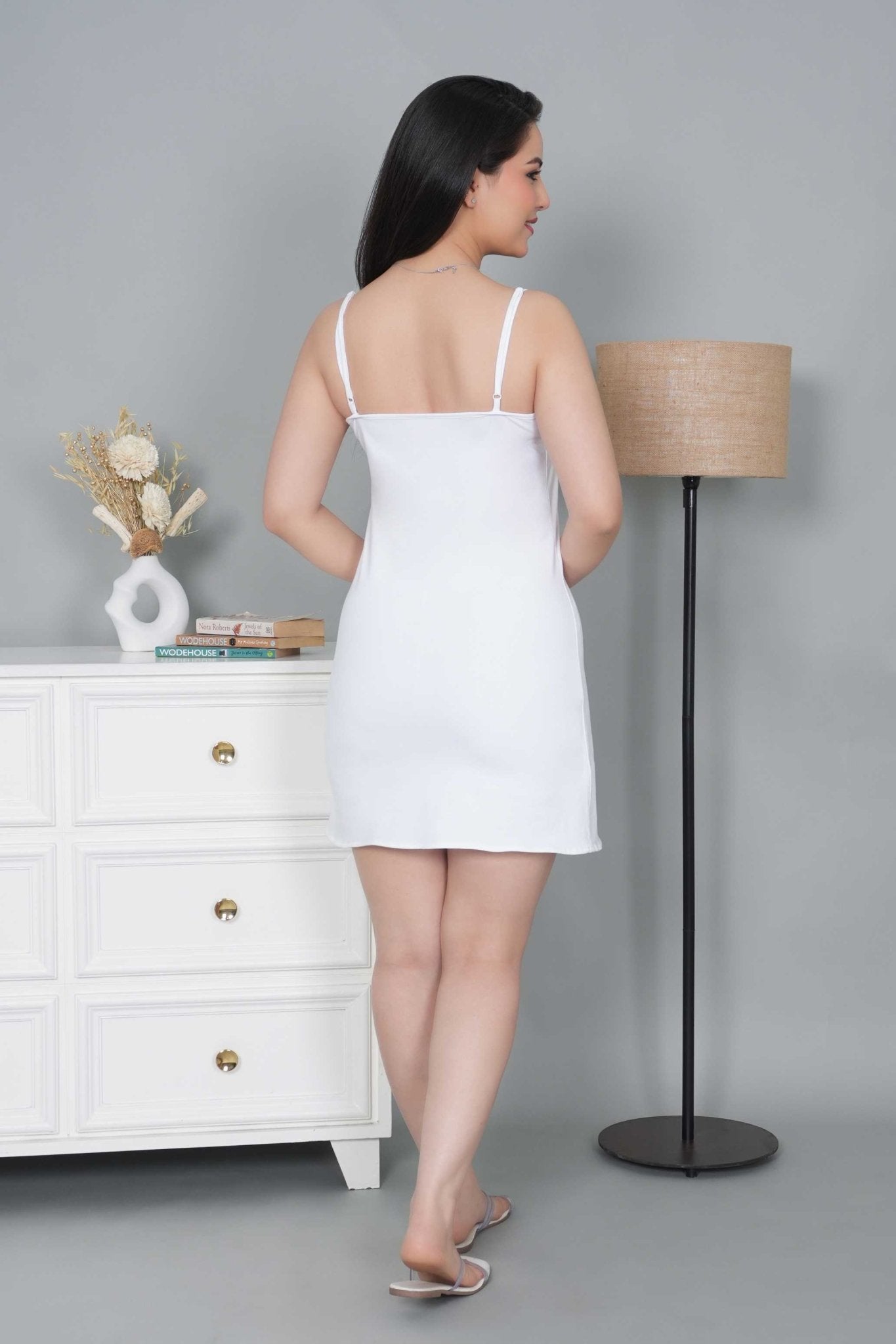 White Cotton Kurti Slips [100% Cotton spandex] - Cotton kurti slips