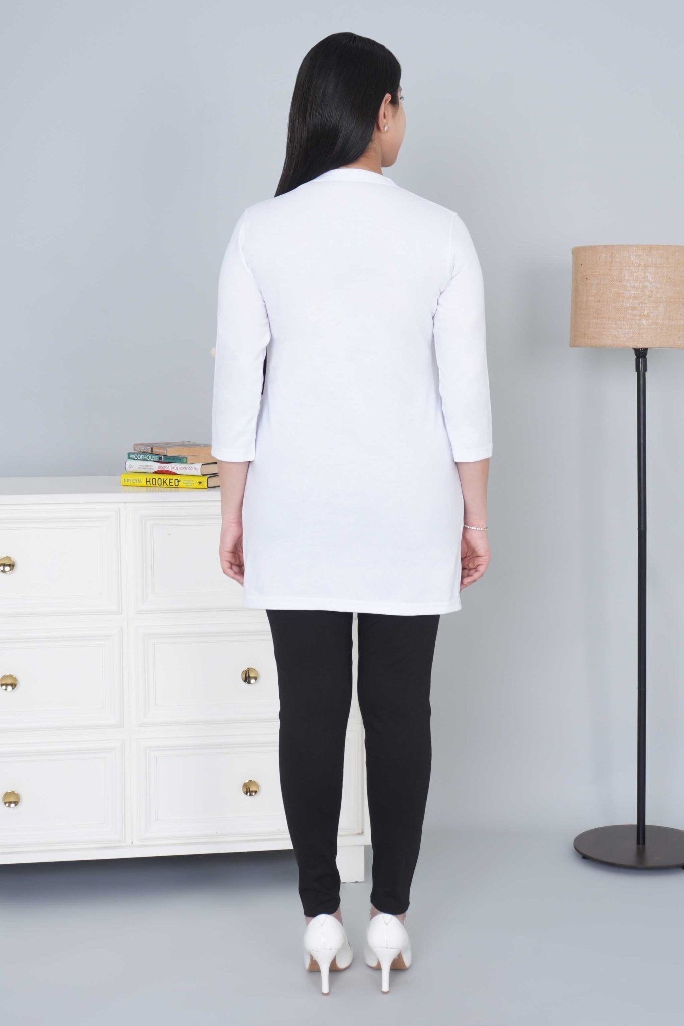 White cotton kurti tshirt with pockets - Kurti tshirt