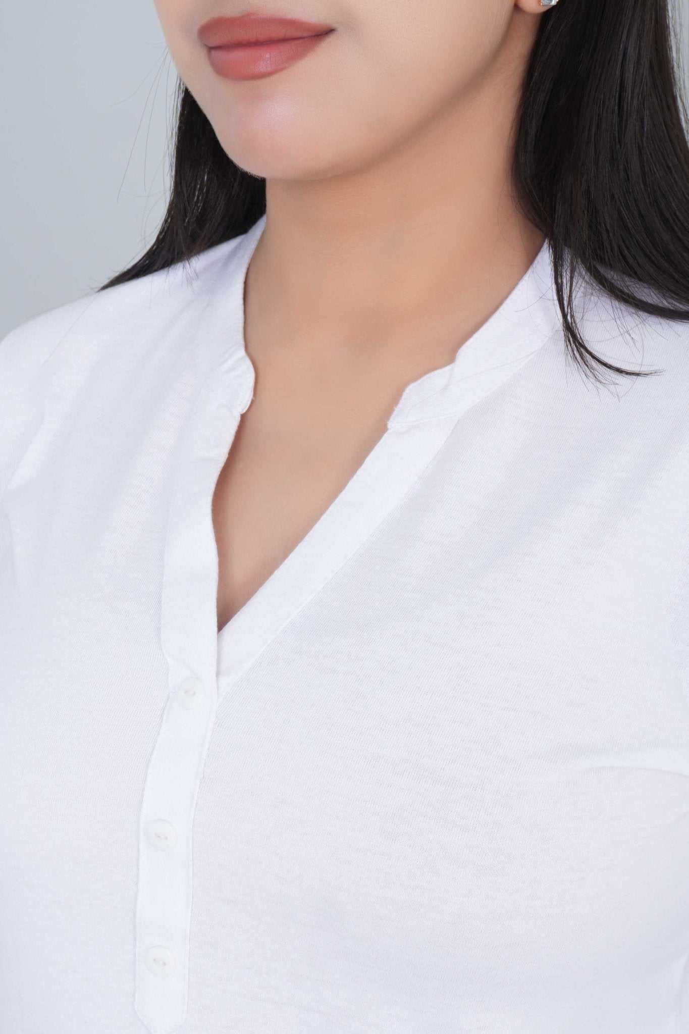White cotton kurti tshirt with pockets - Kurti tshirt