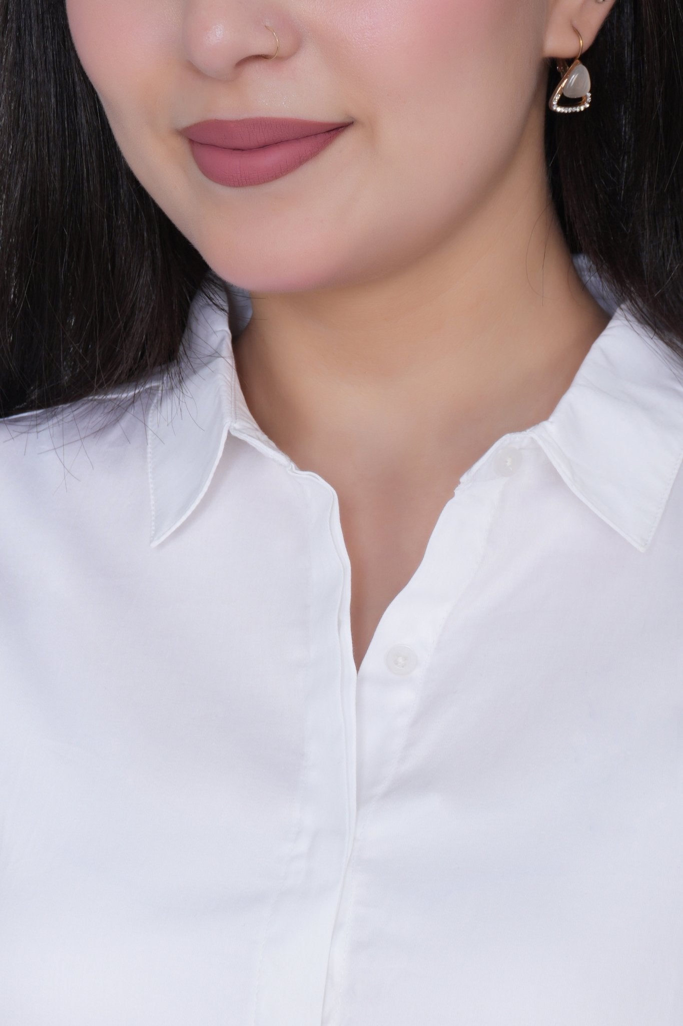 White cotton office placket shirt - Cotton office placket shirt