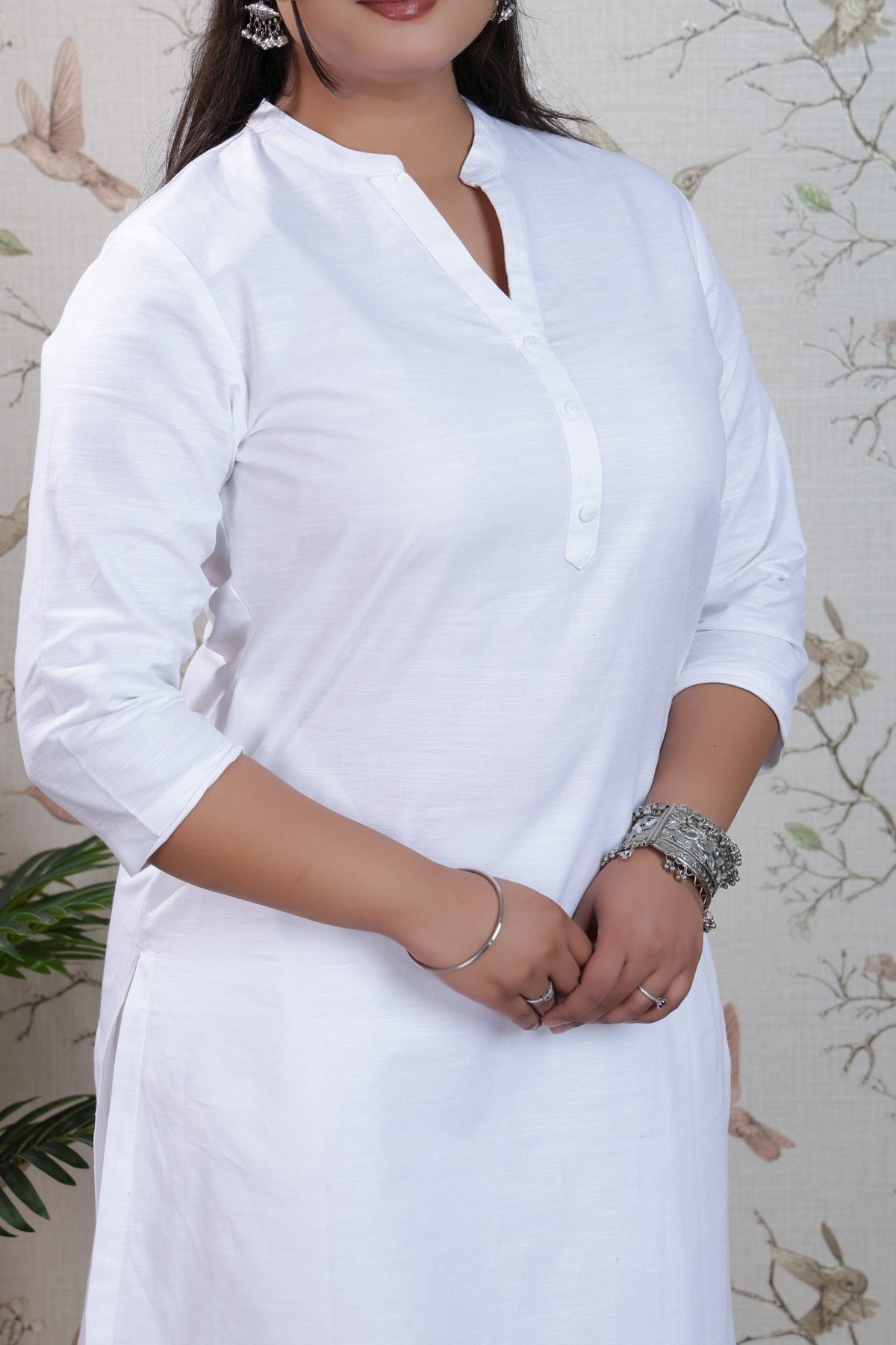 White Linen Long kurta -Long kurta