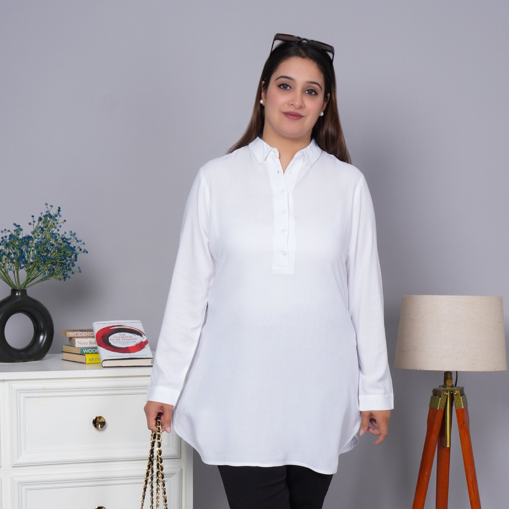 White Longline shirt 100% Rayon, Liva Certified