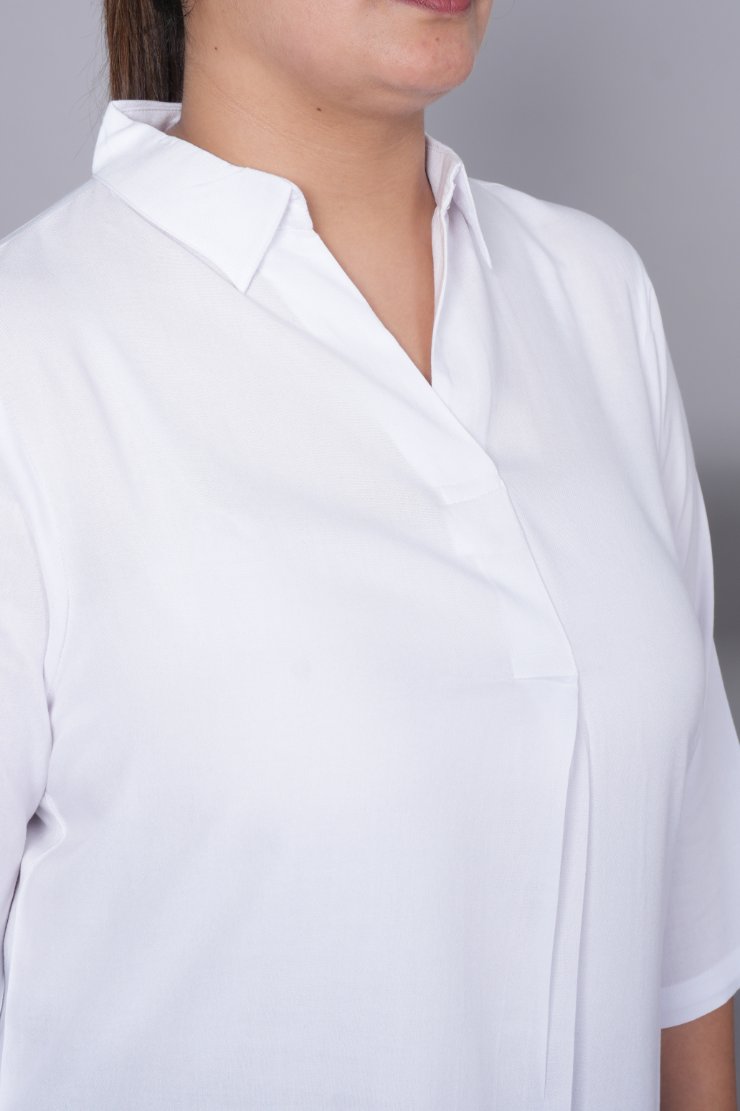 White rayon flare top [ 100% Rayon, Liva Certified ] - Rayon flare top
