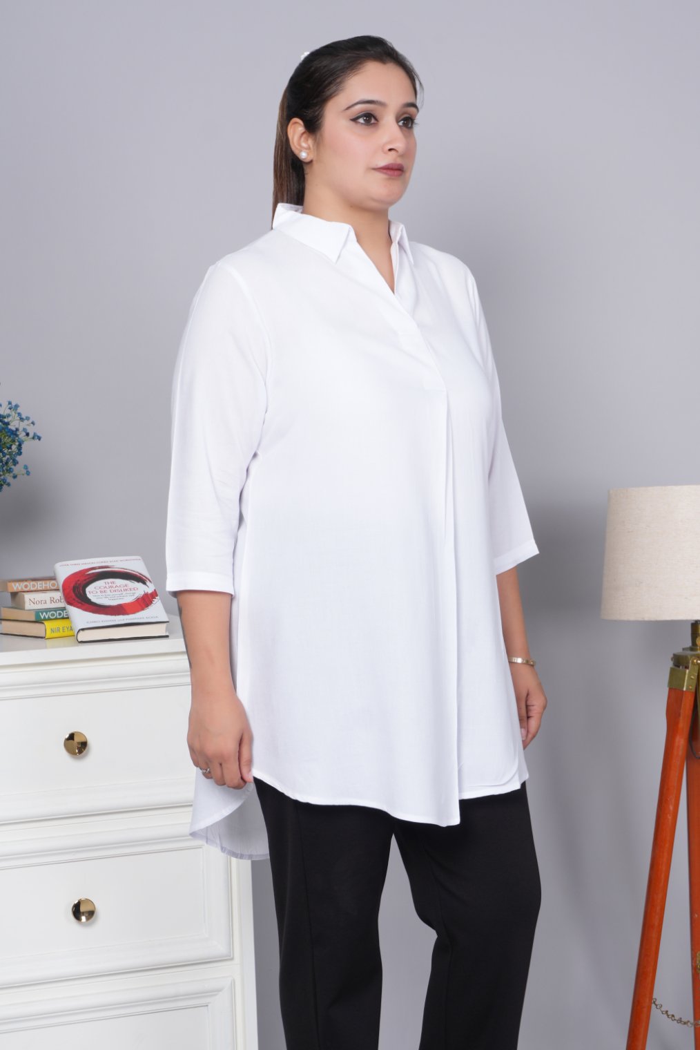 White rayon flare top [ 100% Rayon, Liva Certified ] - Rayon flare top