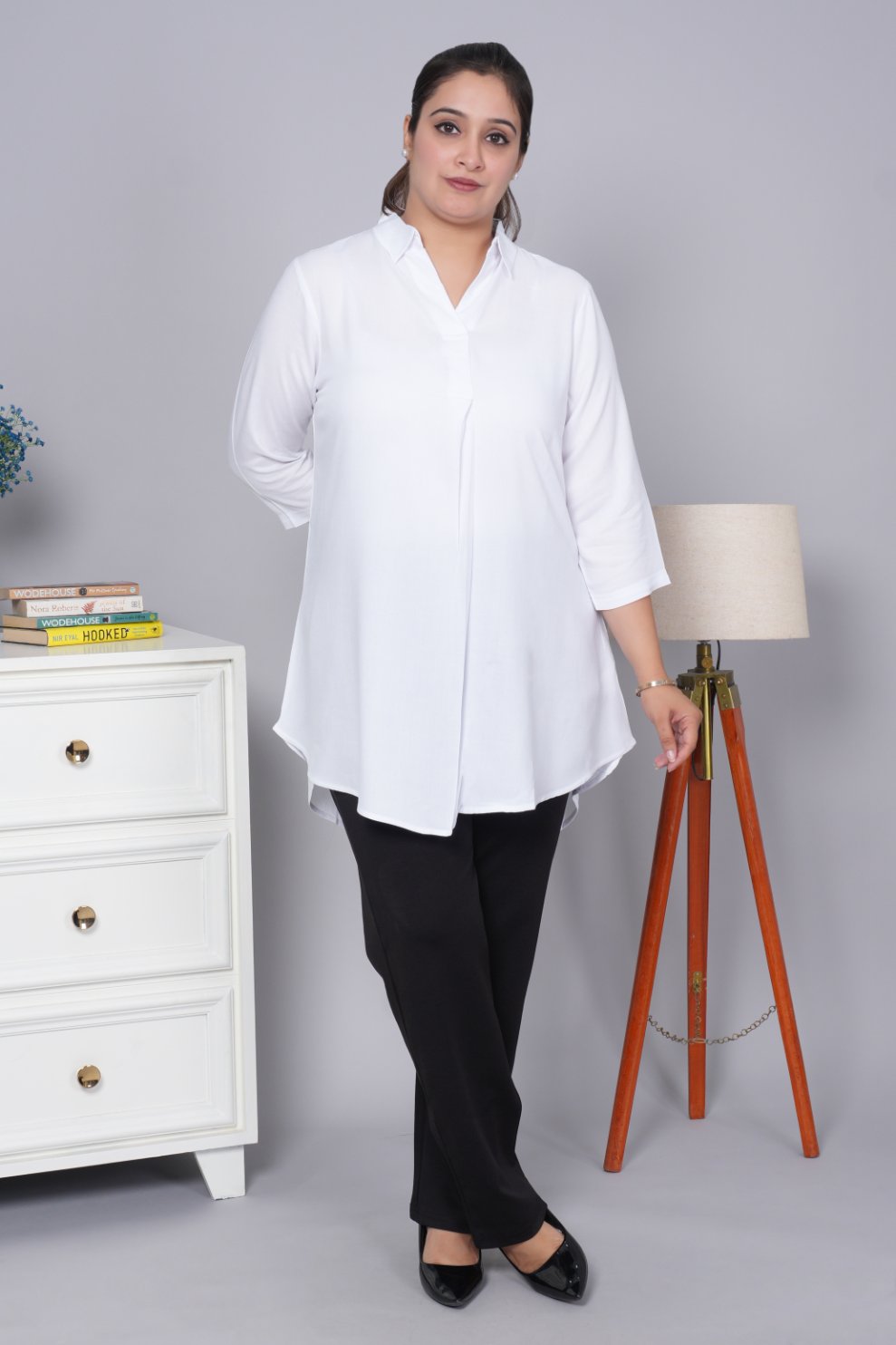 White rayon flare top [ 100% Rayon, Liva Certified ] - Rayon flare top