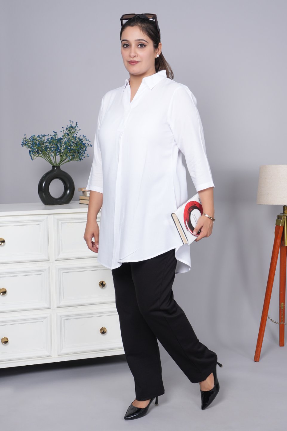 White rayon flare top [ 100% Rayon, Liva Certified ] - Rayon flare top