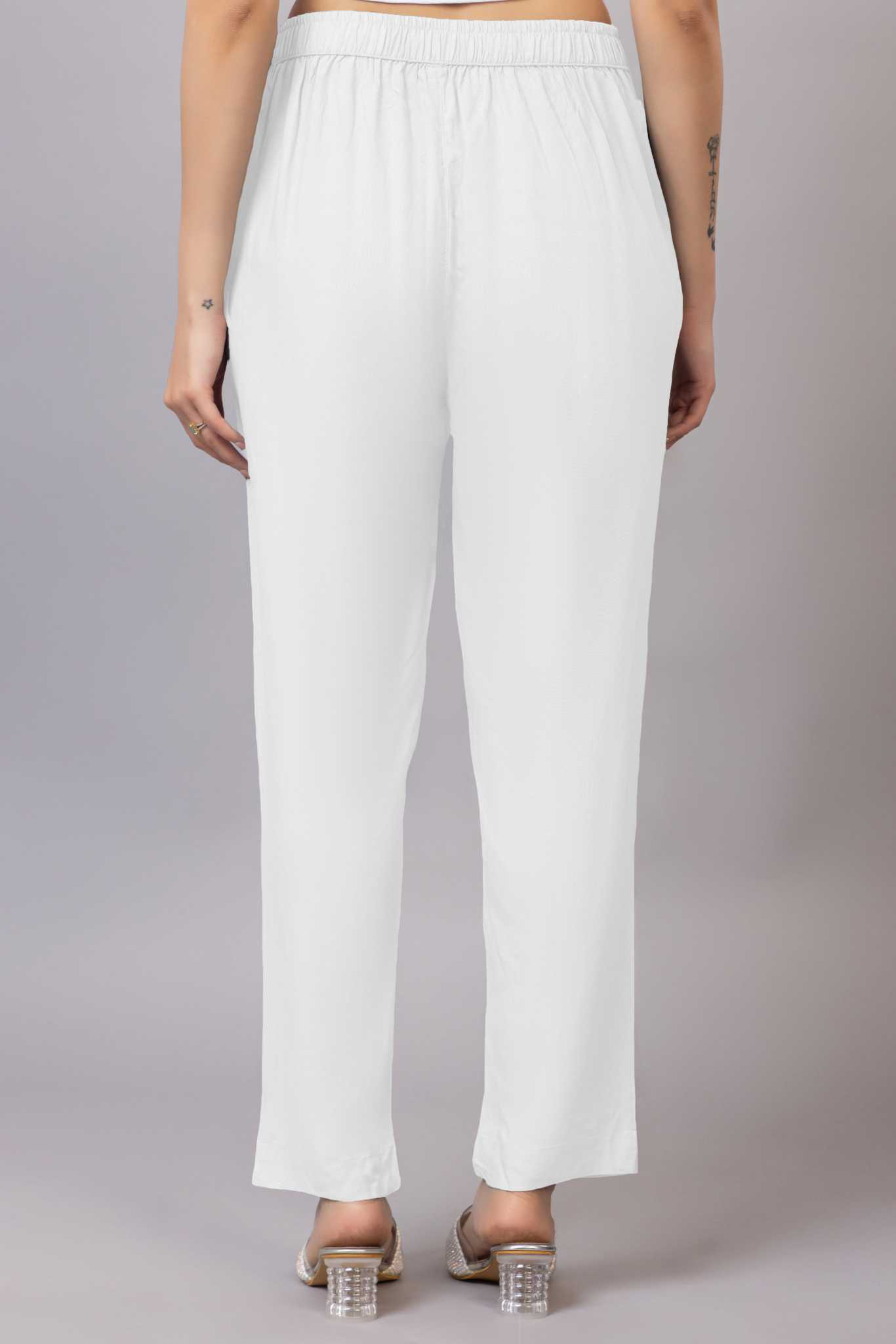 White rayon pant [ 100% Rayon, Liva Certified ] - Rayon pants