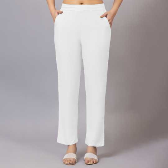 White rayon pant [ 100% Rayon, Liva Certified ] - Rayon pants