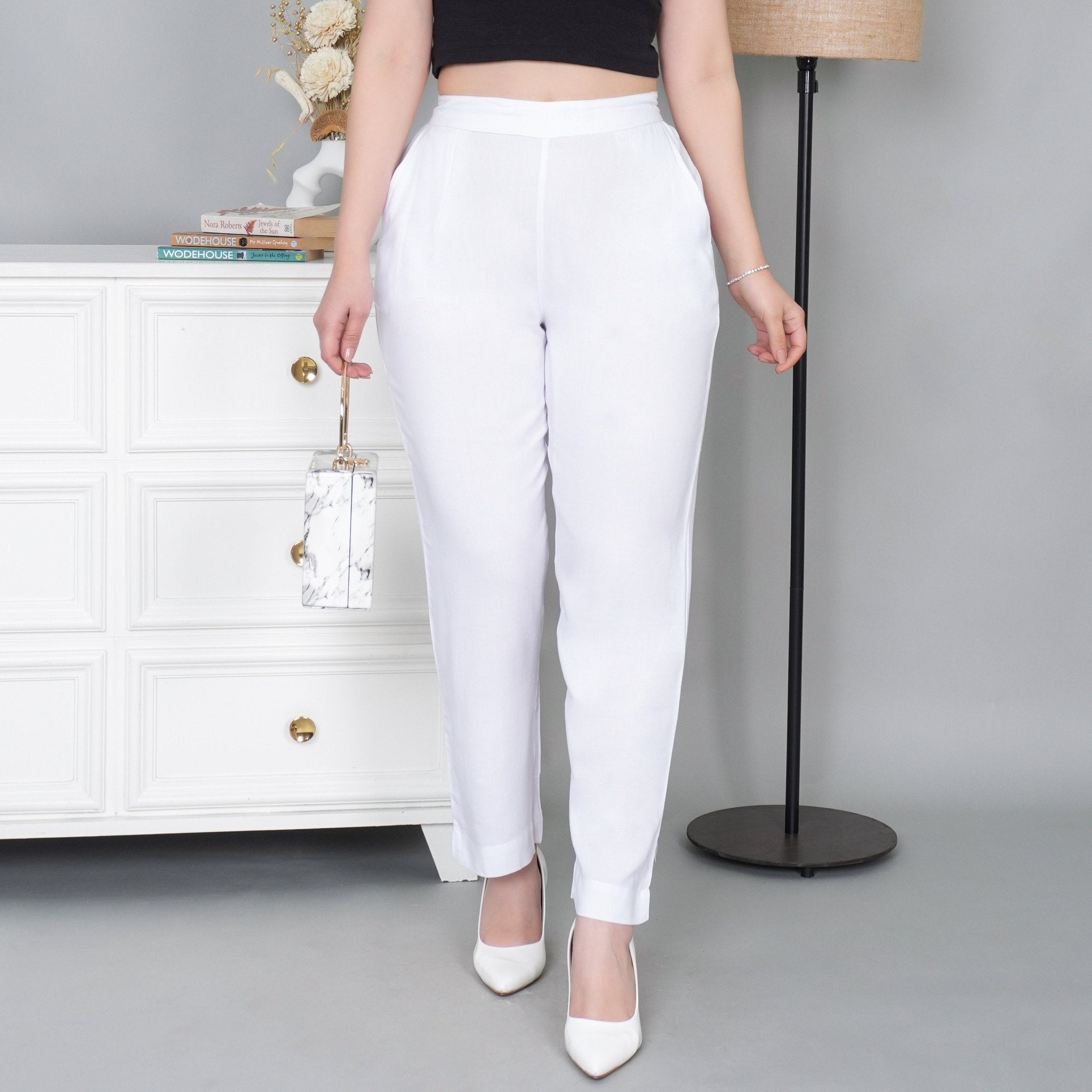 White rayon pant [ 100% Rayon, Liva Certified ] - Rayon pants