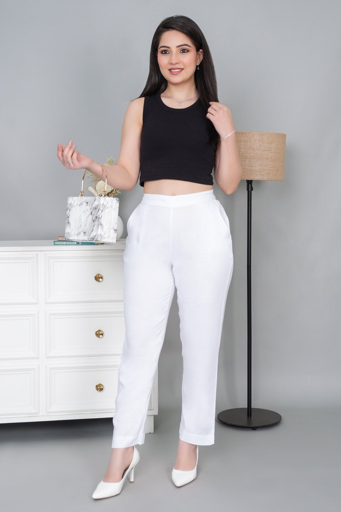 White rayon pant [ 100% Rayon, Liva Certified ] - Rayon pants