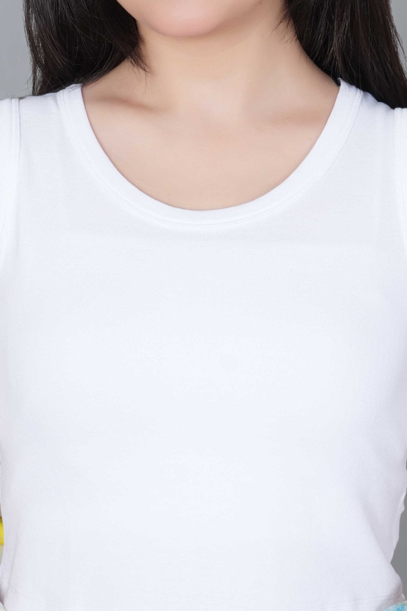 White Rib Crop Blouse [ 100% USA HQ Cotton, 280 GSM non transparent fabric ] - Rib crop blouse