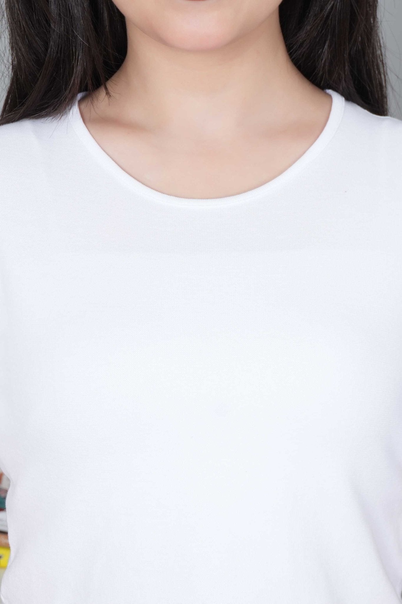 White Rib Crop Tshirt Blouse [ 100% USA HQ Cotton, 280 GSM non transparent fabric ] - Rib crop tshirt blouse