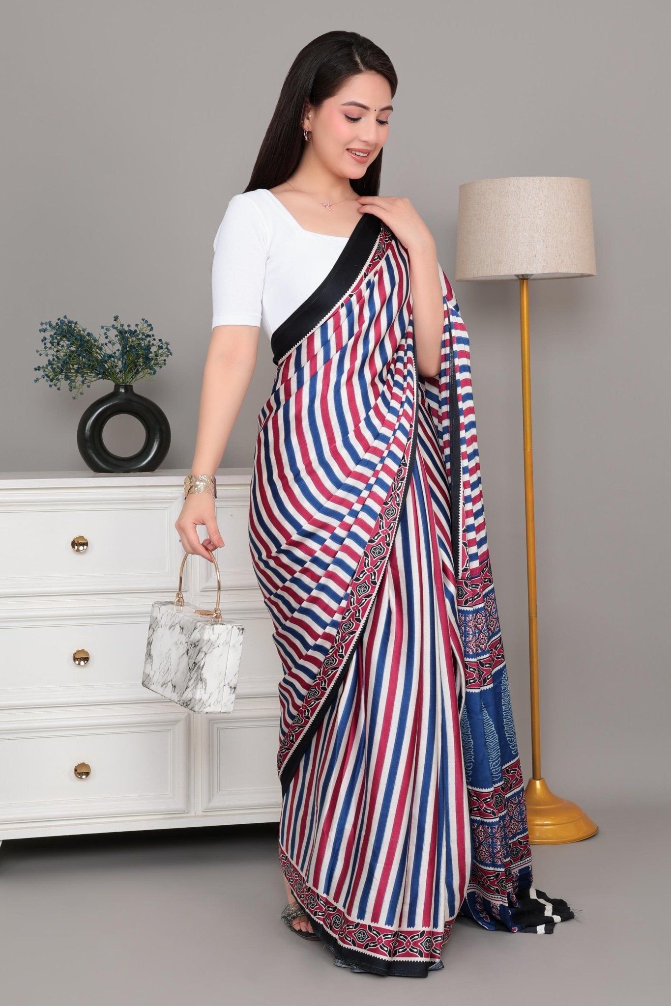 White Rib Square Neck Half Sleeve Blouse [ 100% USA HQ Cotton, 280 GSM non transparent fabric ] -Rib blouse